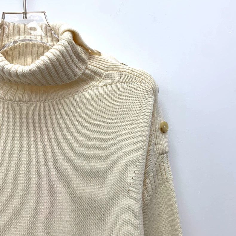 Dior Dior Beige bee embroidered cashmere turtleneck long-sleeved Size S / US 4 / IT 40 - 3 Thumbnail