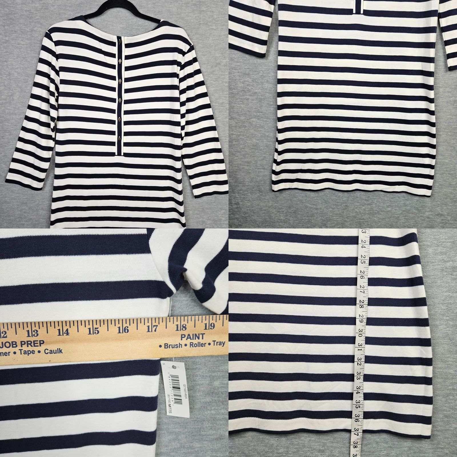 Vintage Goodthreads Women’s Blue White Stripes T-Shirt Dress 3/4 Sleeve Size S NEW Size S / US 4 / IT 40 - 8 Thumbnail