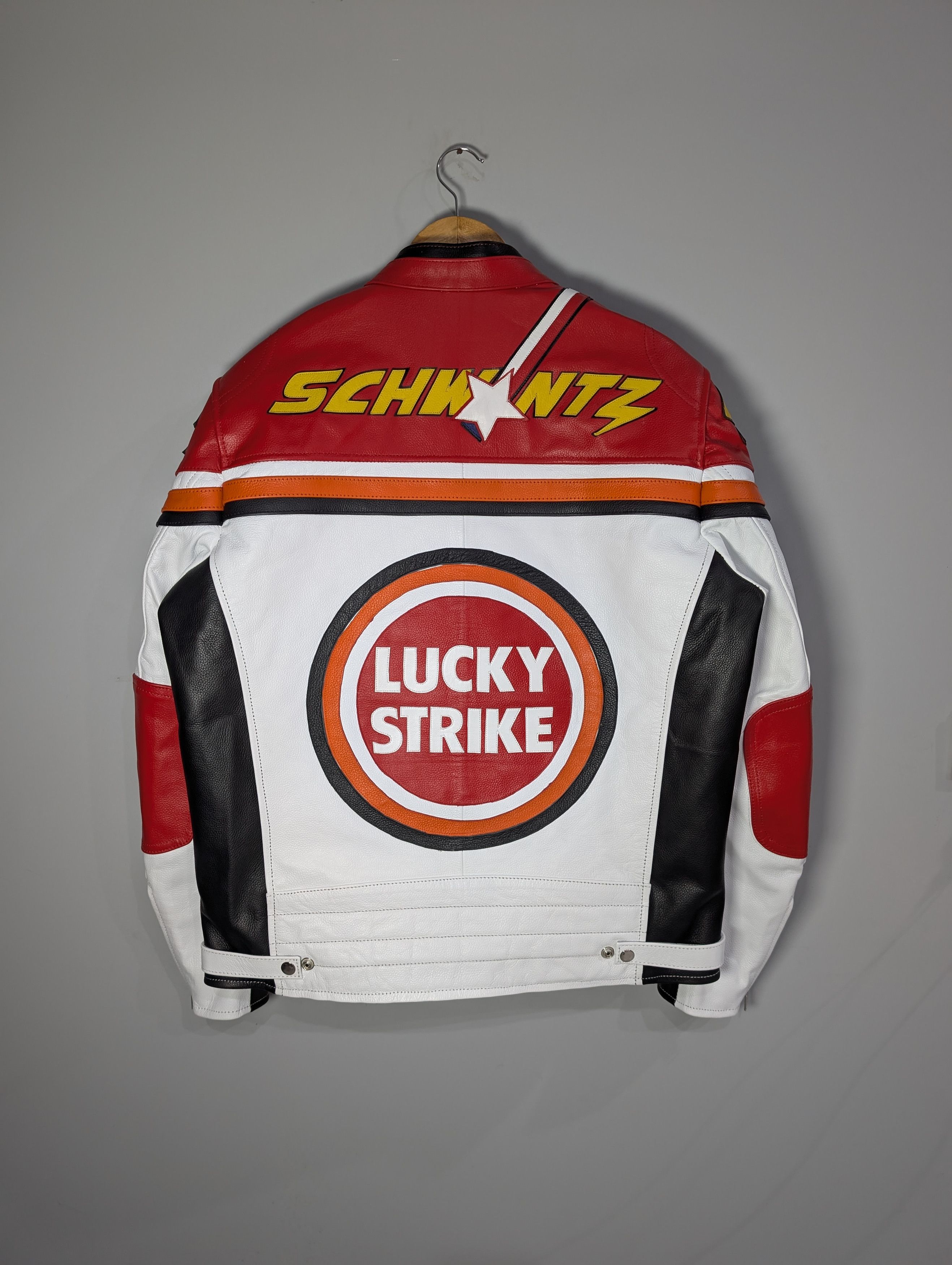 Vintage 🔥Lucky Strike🔥 Oversized Vintage 90s Leather Jacket Retro Size XXL / US 16-18 / IT 52-54 - 2 Thumbnail