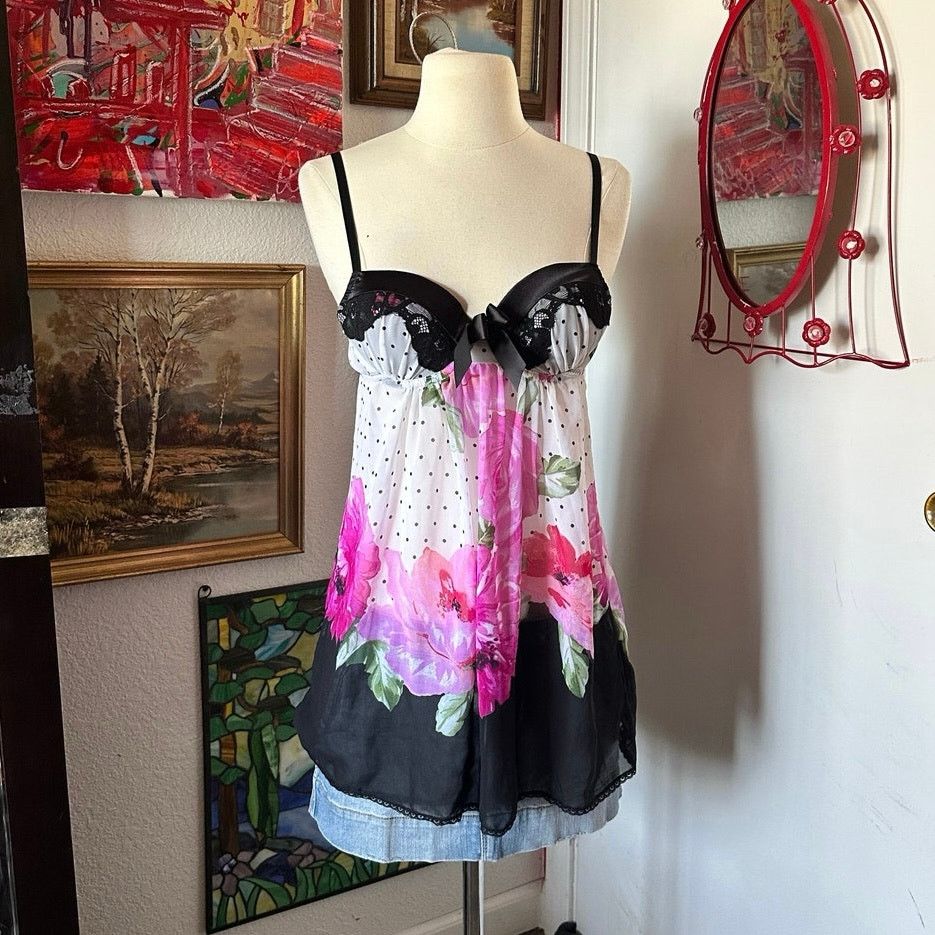 Other in bloom vintage slip bralette top floral polka dot tank Size S / US 4 / IT 40 - 1 Thumbnail