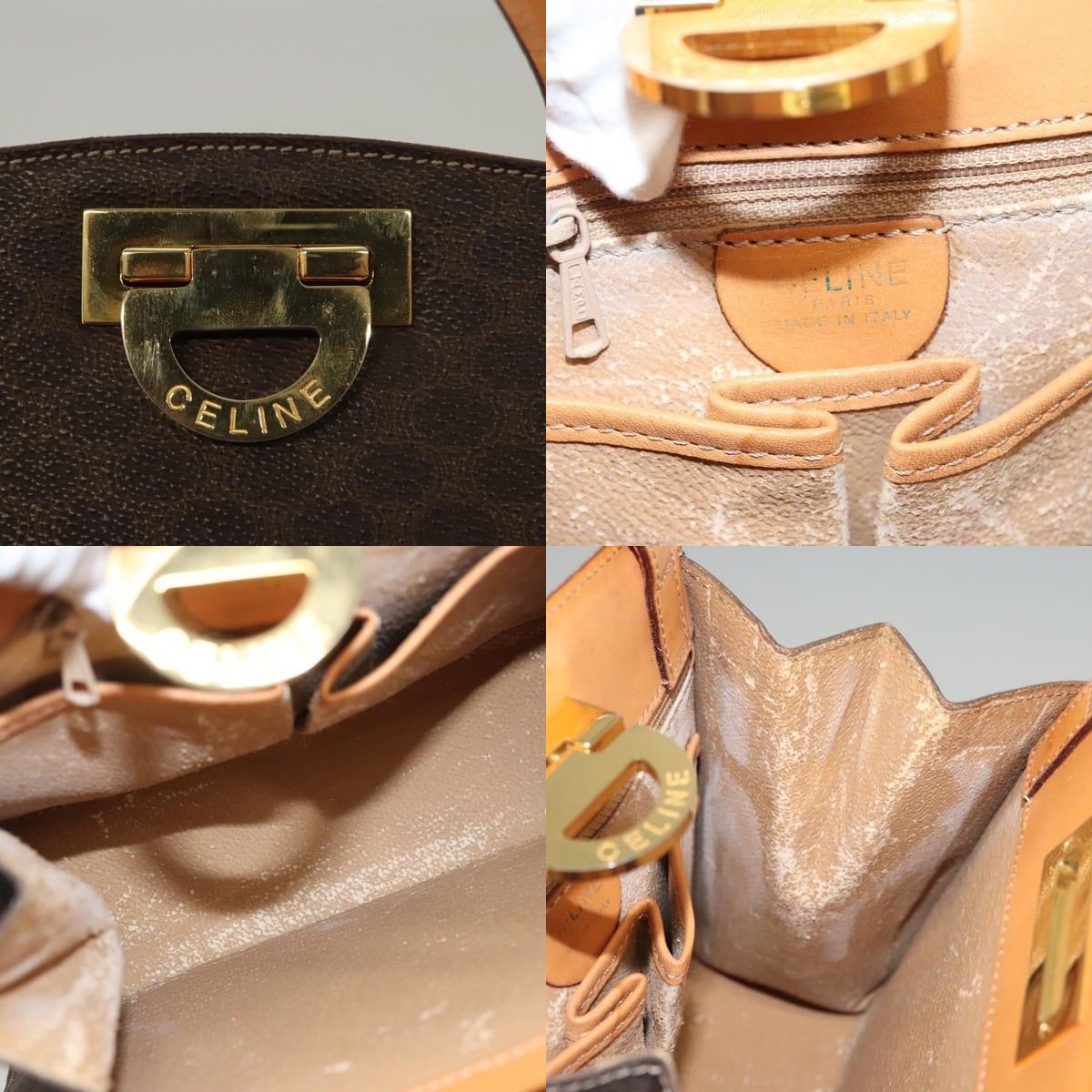 Celine CELINE Macadam Canvas Hand Bag Pvc Leather Brown Gold Size ONE SIZE - 11 Thumbnail