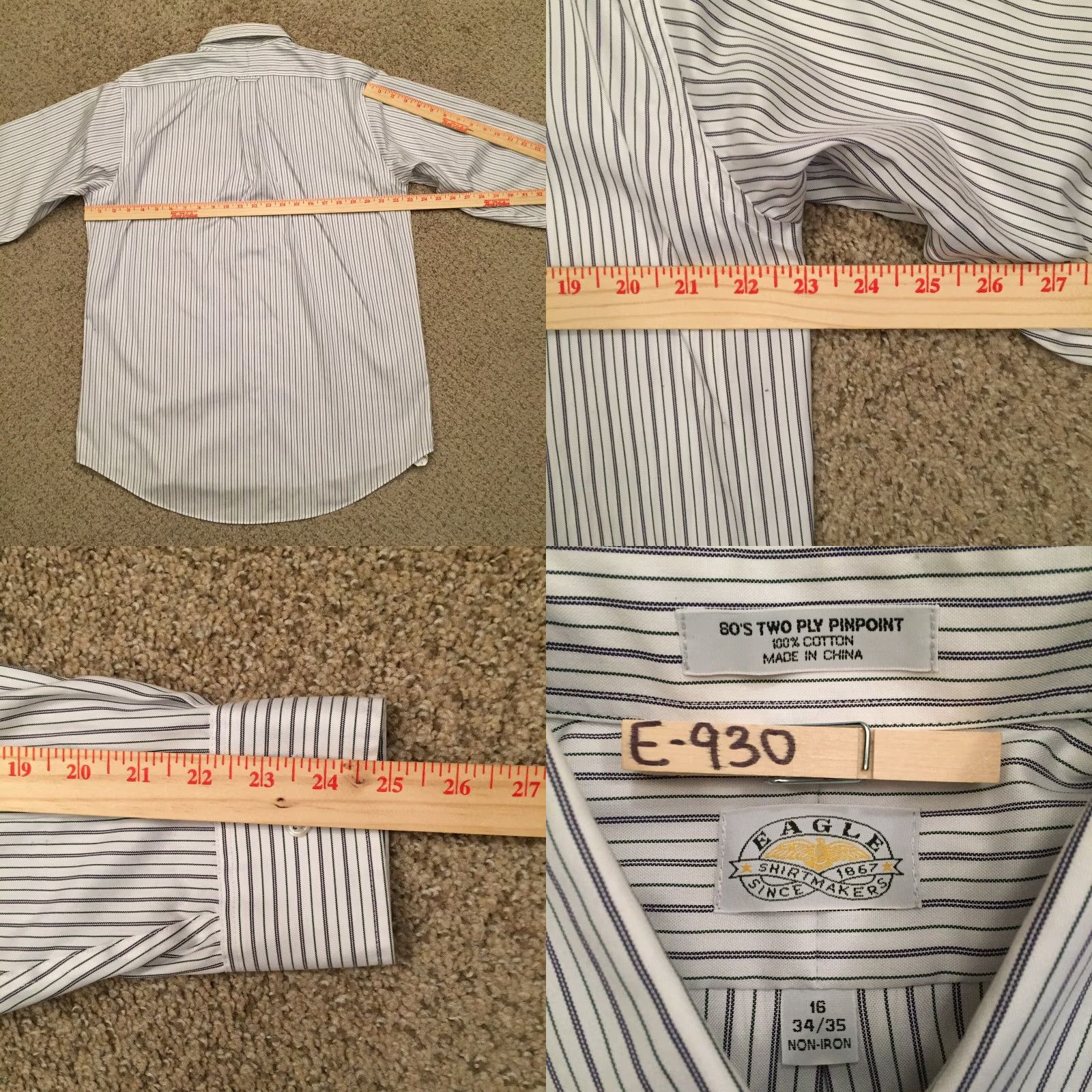 Vintage Eagle Shirtmakers Shirt Mens 16 Purple Striped Long Sleeve Button-Down Shirt Size US L / EU 52-54 / 3 - 8 Thumbnail
