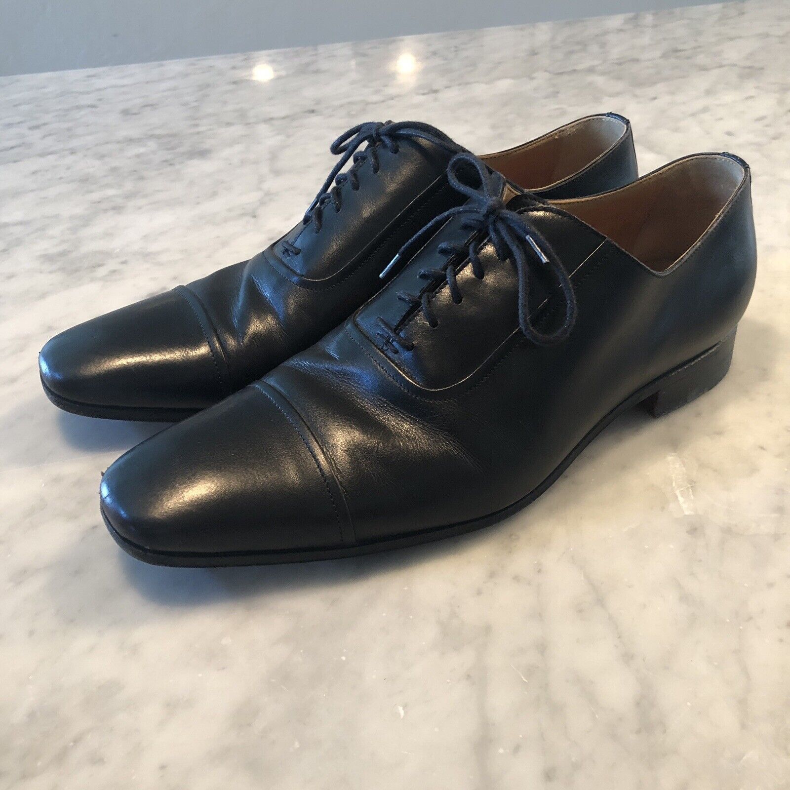 Hermes Hermes Black Leather Cap-Toe Oxfords Size 41 US 8 Size US 8 / EU 41 - 4 Thumbnail
