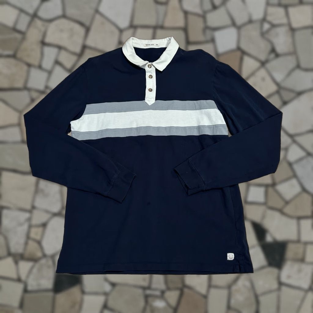 Marine Layer VINTAGE Marine Layer Navy Rugby Polo Shirt Long Sleeve Stain Men’s M/L Navy, Blue Knit Cotton Polo Shirt Rugby Shirt Mens M/L Size US M / EU 48-50 / 2 - 1 Thumbnail