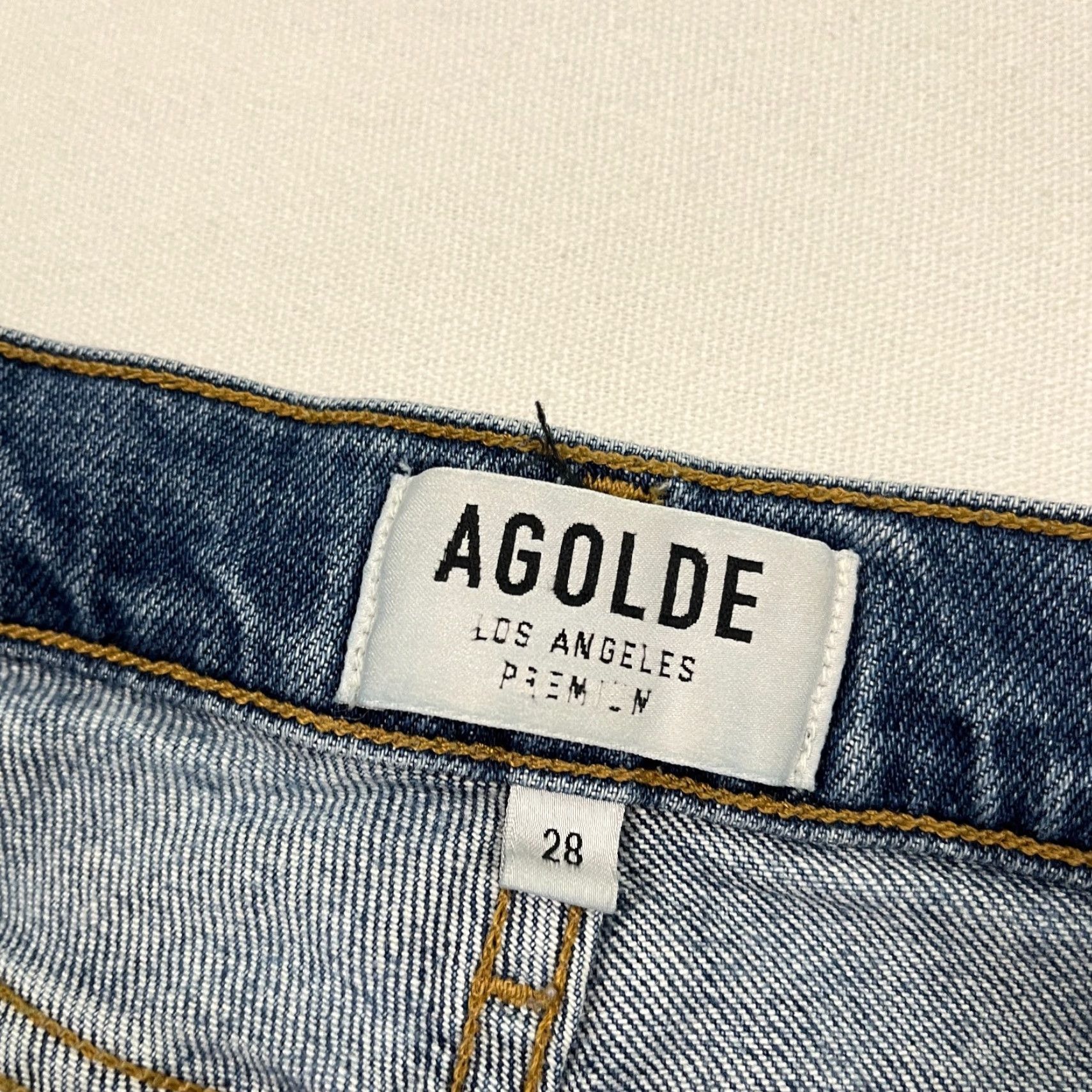 Agolde AGOLDE Nico Jeans Slim High Rise Blue Denim Stretch Button Fly W28 L26 Women Size 28 Straight Inseam 26 Solid Pattern Vintage No Size 28" / US 6 / IT 42 - 2 Thumbnail