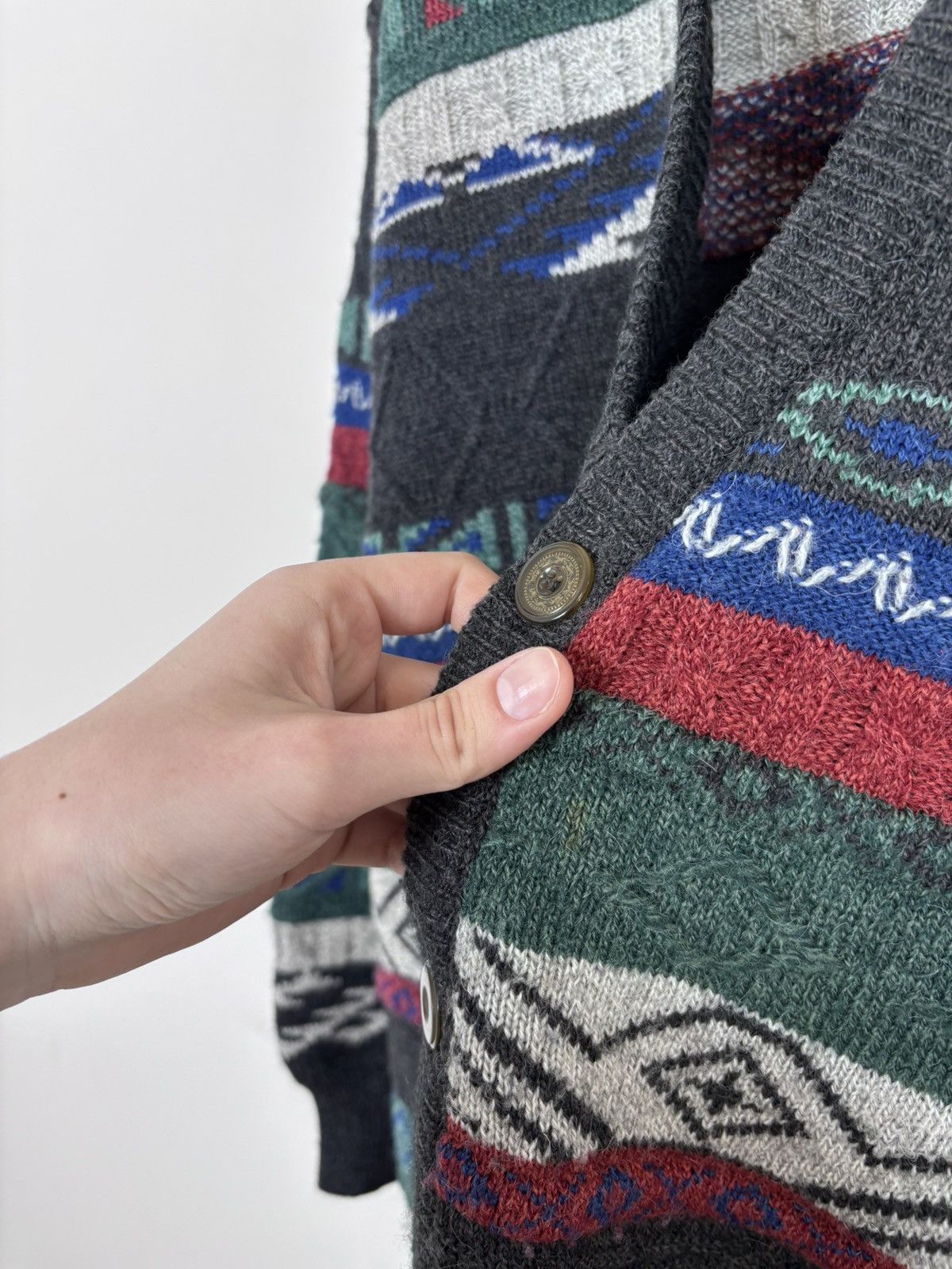 Other Vintage Hans Lettmann Men’s Abstract Knit Cardigan Sweater Size US XL / EU 56 / 4 - 8 Thumbnail
