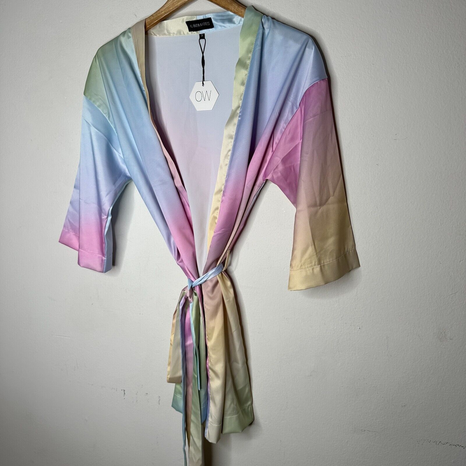 Other NWT OW Intimates Pastel Kimono Open Satin Tie Waist Robe S Size 27" / US 4 / IT 40 - 3 Thumbnail