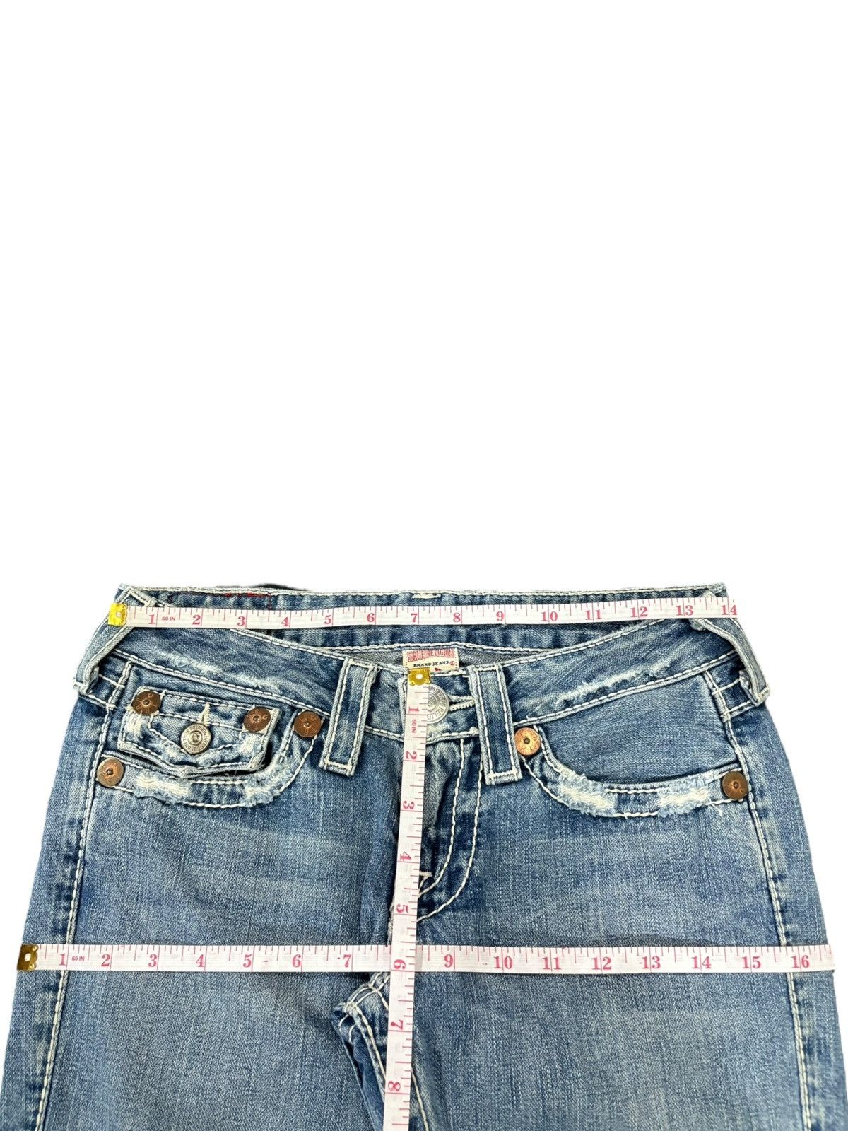 True Religion Vintage True Religion Joey Big T Distressed Flare Jeans Size 28" / US 6 / IT 42 - 8 Thumbnail
