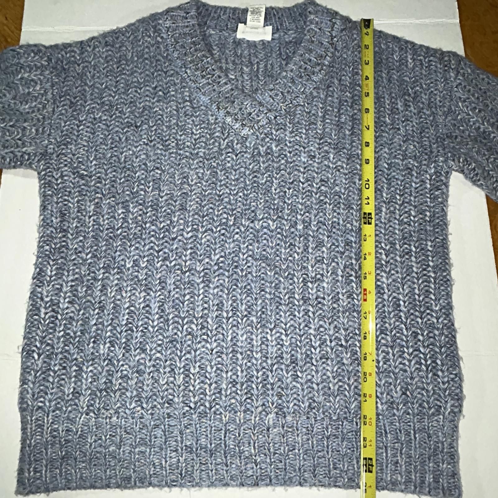 Designer For the Republic, Blue Chunky Knit V Neck Sweater, Medium Size M / US 6-8 / IT 42-44 - 9 Thumbnail