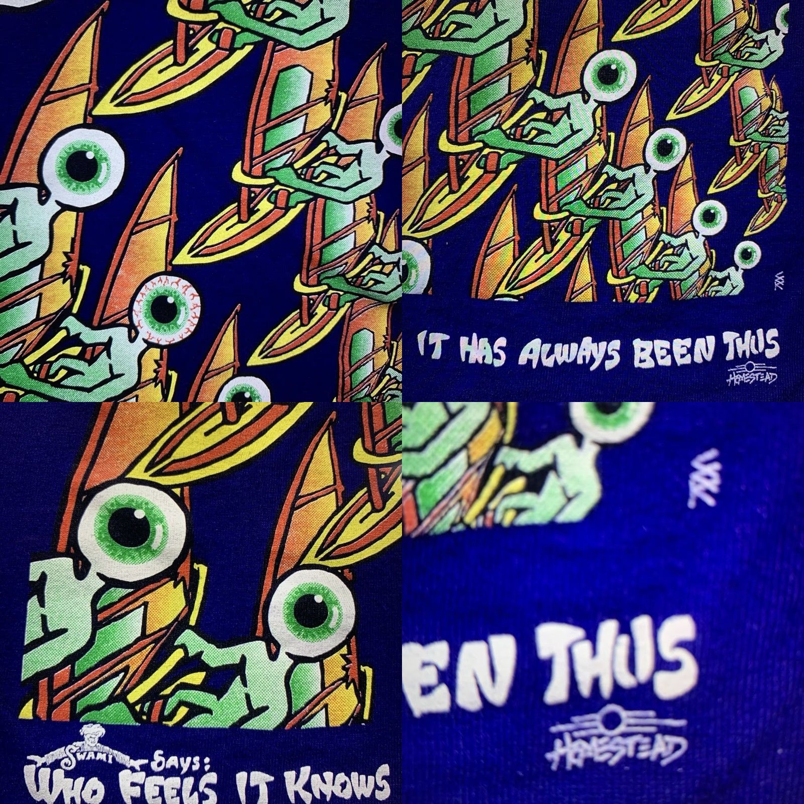 Anvil VINTAGE Surf T Shirt Men Large Blue 90s Eyeball Graphic Long Sleeve Crew Neck Limited Edition Florida Beach Shirt Mens L Size US L / EU 52-54 / 3 - 8 Thumbnail