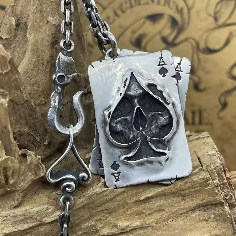 Other Jewelry Spade Poker Skull Face Pendant Necklace Size ONE SIZE - 1 Thumbnail