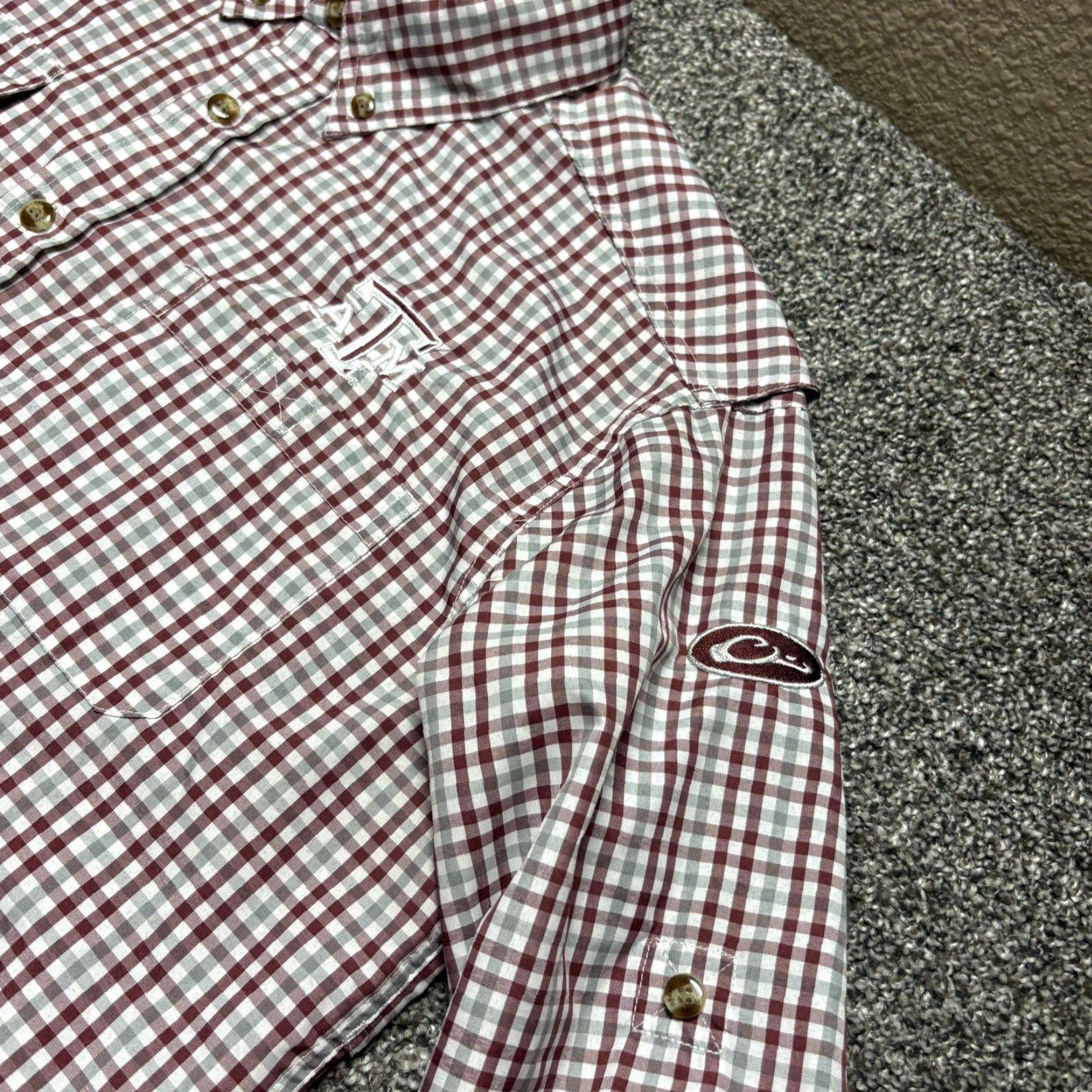 Vintage Drake A&M Vented Shirt Mens Small Aggies Button Down Maroon & White Check Size US S / EU 44-46 / 1 - 6 Thumbnail