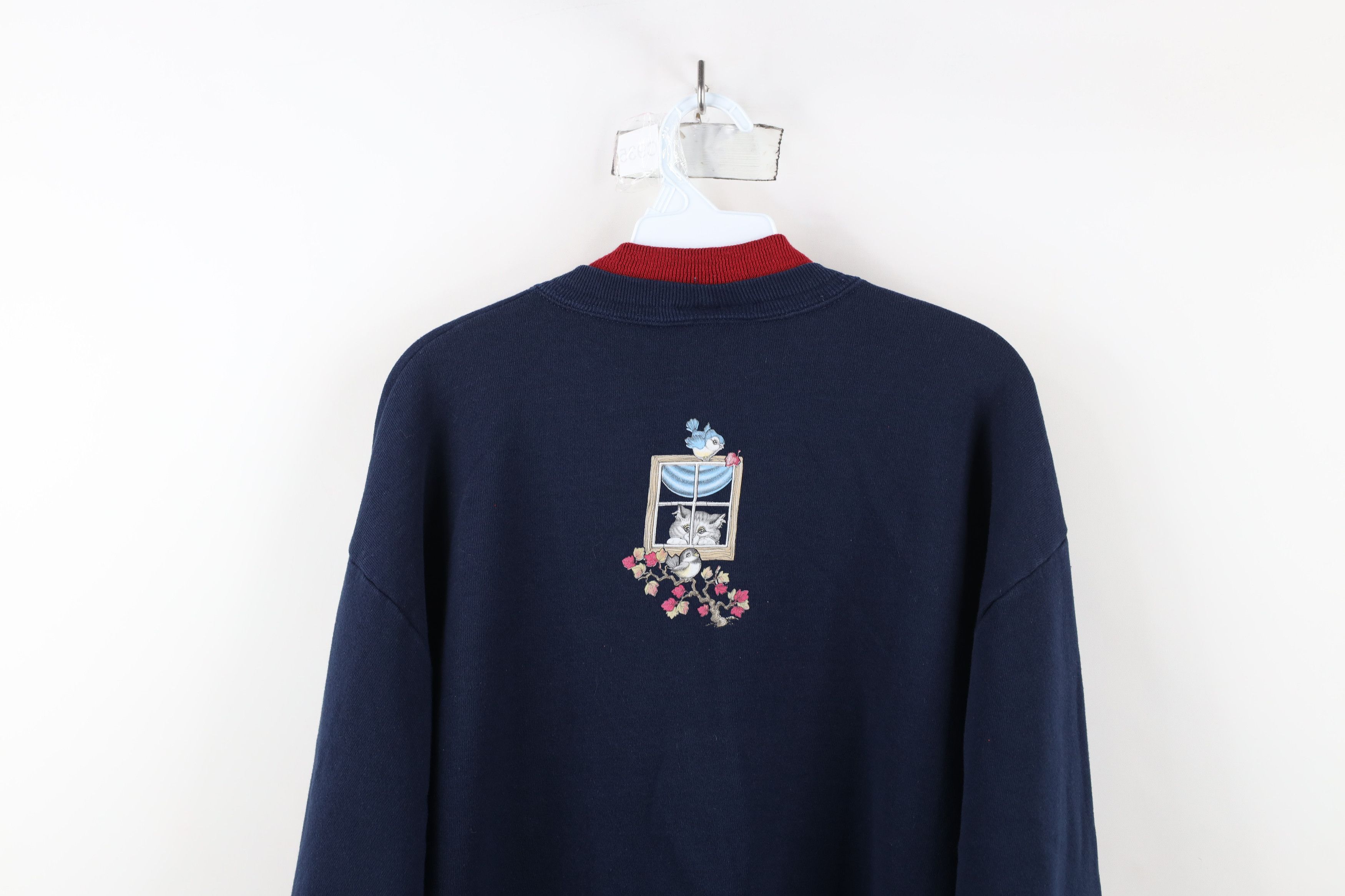 Vintage Vintage 90s Streetwear Kitten Bird Cat Lady Sweatshirt USA Size L / US 10 / IT 46 - 13 Thumbnail