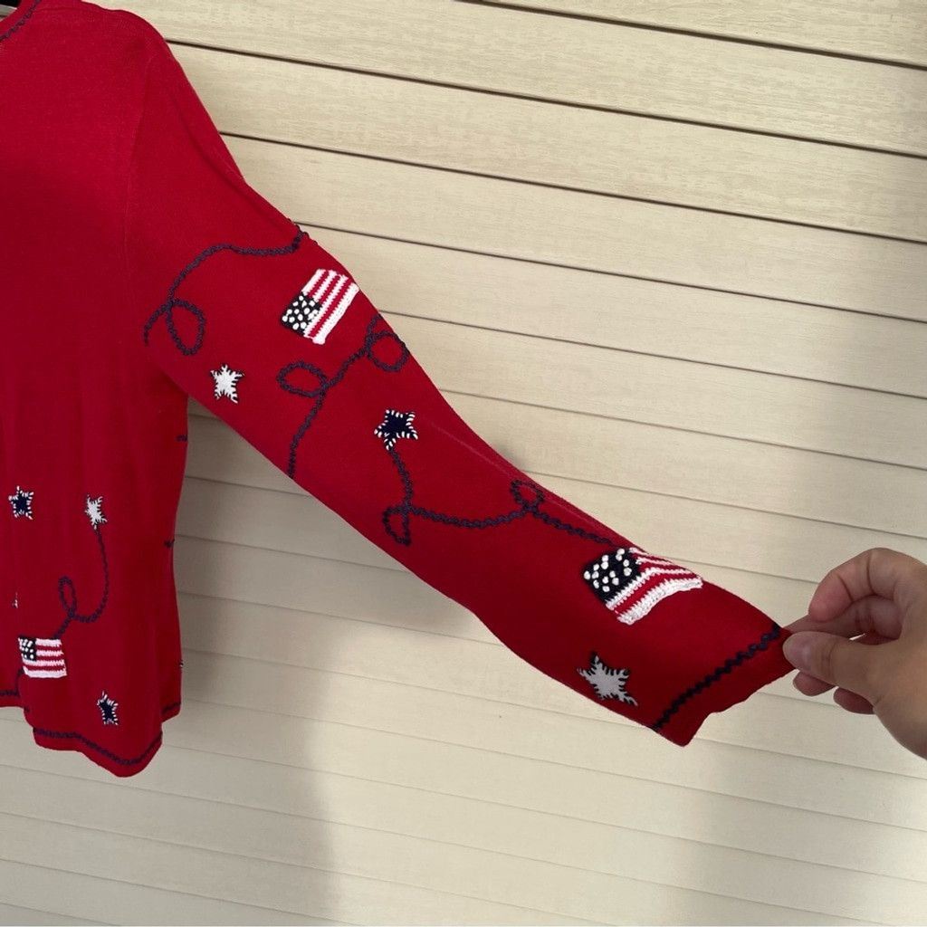 Talbots Talbots Petites Patriotic Flag Stars Sweater Size LP Size L / US 10 / IT 46 - 7 Thumbnail