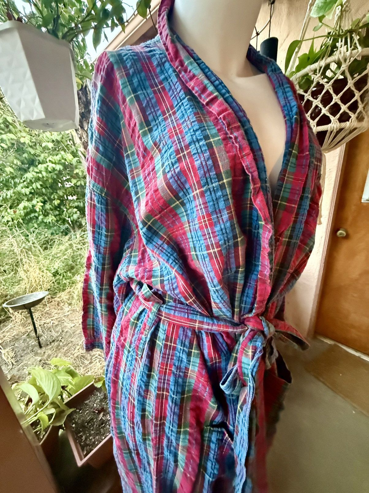 Christian Dior Monsieur Vintage 80’s Christian Dior Monsignor blue& red plaid robe Size ONE SIZE - 7 Thumbnail