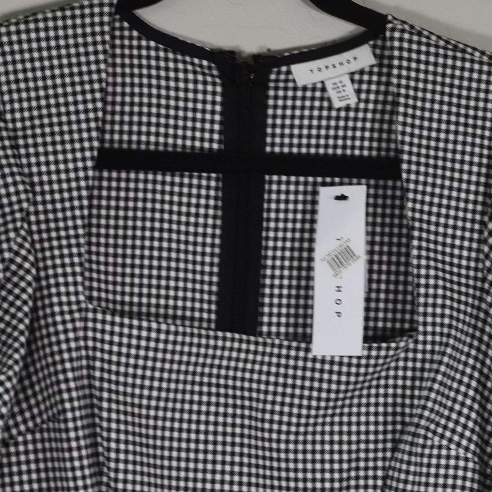 Topshop NWT Topshop Black and White Plaid Square Neck Midi Dress Size M / US 6-8 / IT 42-44 - 3 Thumbnail