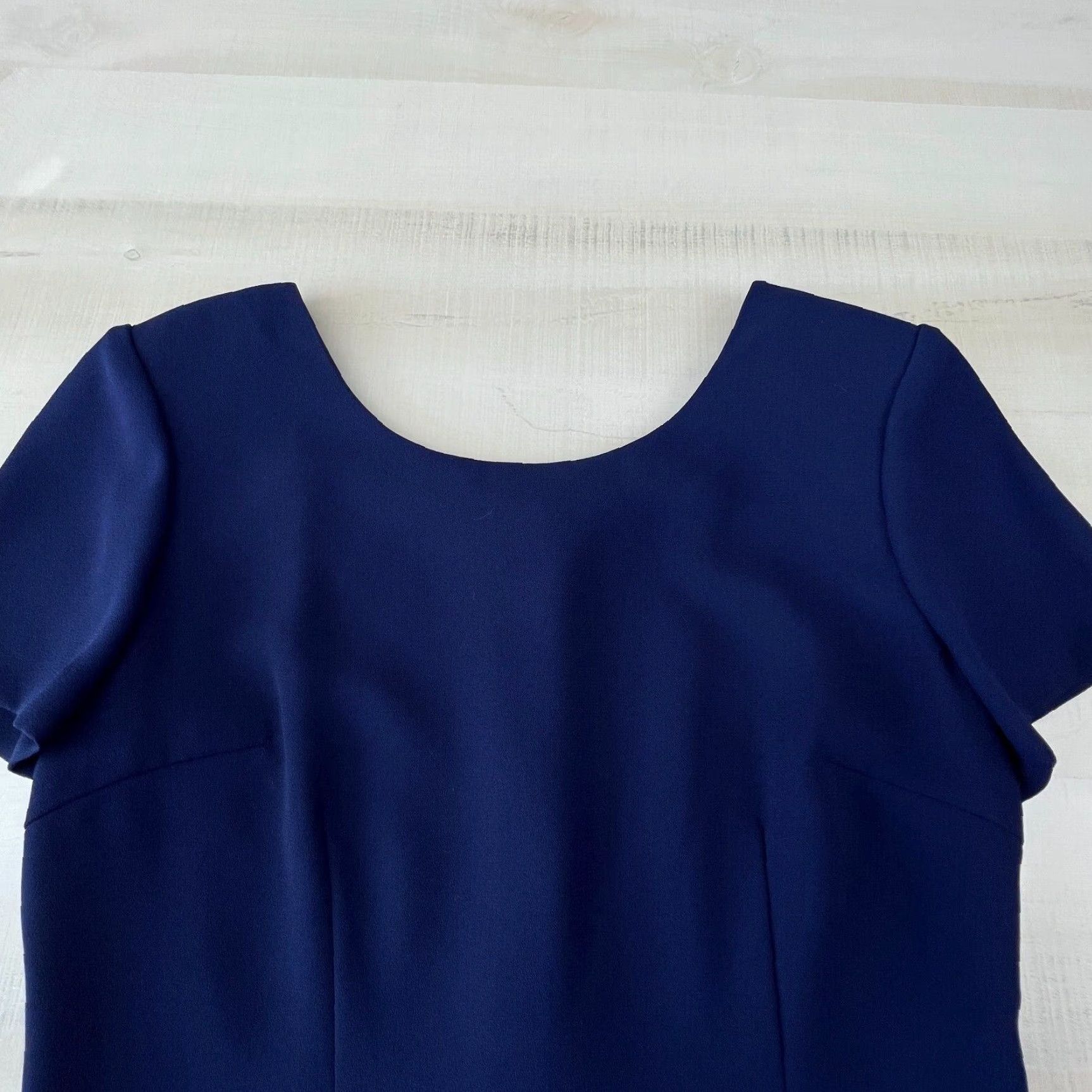Donna Morgan Donna Morgan Womens Dress Petite 6 Navy Blue Short Sleeve Beaded Dressy Midi Dress Size 28" / US 6 / IT 42 - 3 Thumbnail