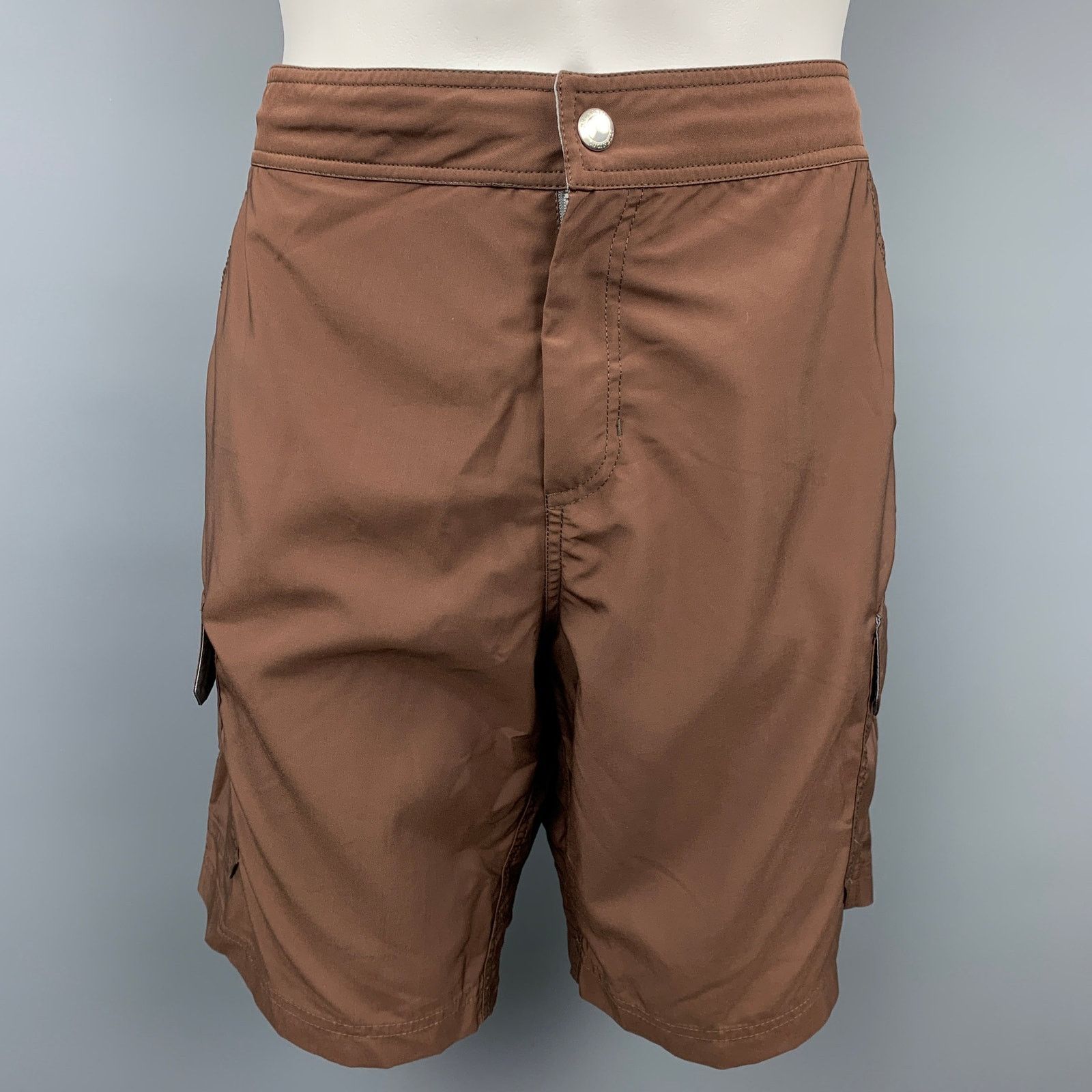 Brunello Cucinelli BRUNELLO CUCINELLI Brown Cargo Polyester Cargo Swim Trunks Size US 34 / EU 50 - 1 Thumbnail