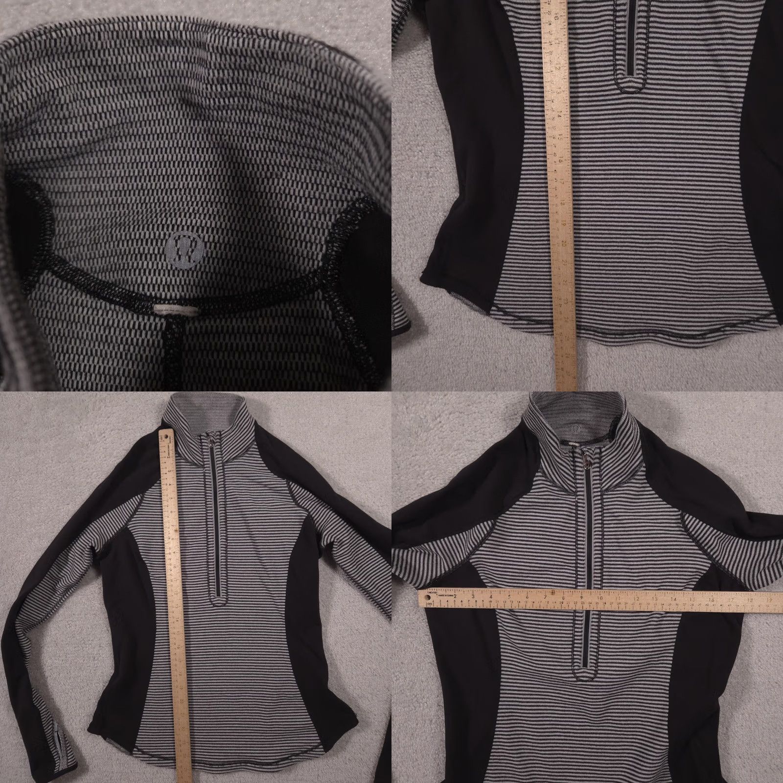 Lululemon Lululemon Pullover Womens Small Gray Black Striped 1/4 Zip Long Sleeve Running Size S / US 4 / IT 40 - 8 Thumbnail