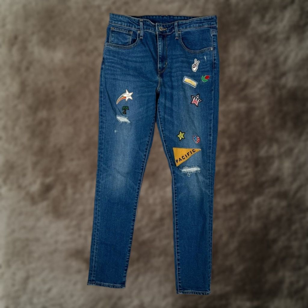 Levi's Levi's Jeans Women's 31 Blue Skinny Distressed Patchwork Denim Patches Slim Regular 30 In Inseam Size 24" / US 00 / IT 34 - 1 Thumbnail
