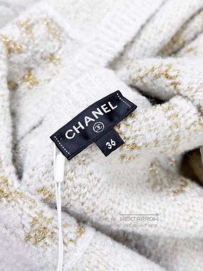 Chanel Chanel Golden camellia V-neck knitted sweater Size XS / US 0-2 / IT 36-38 - 6 Thumbnail