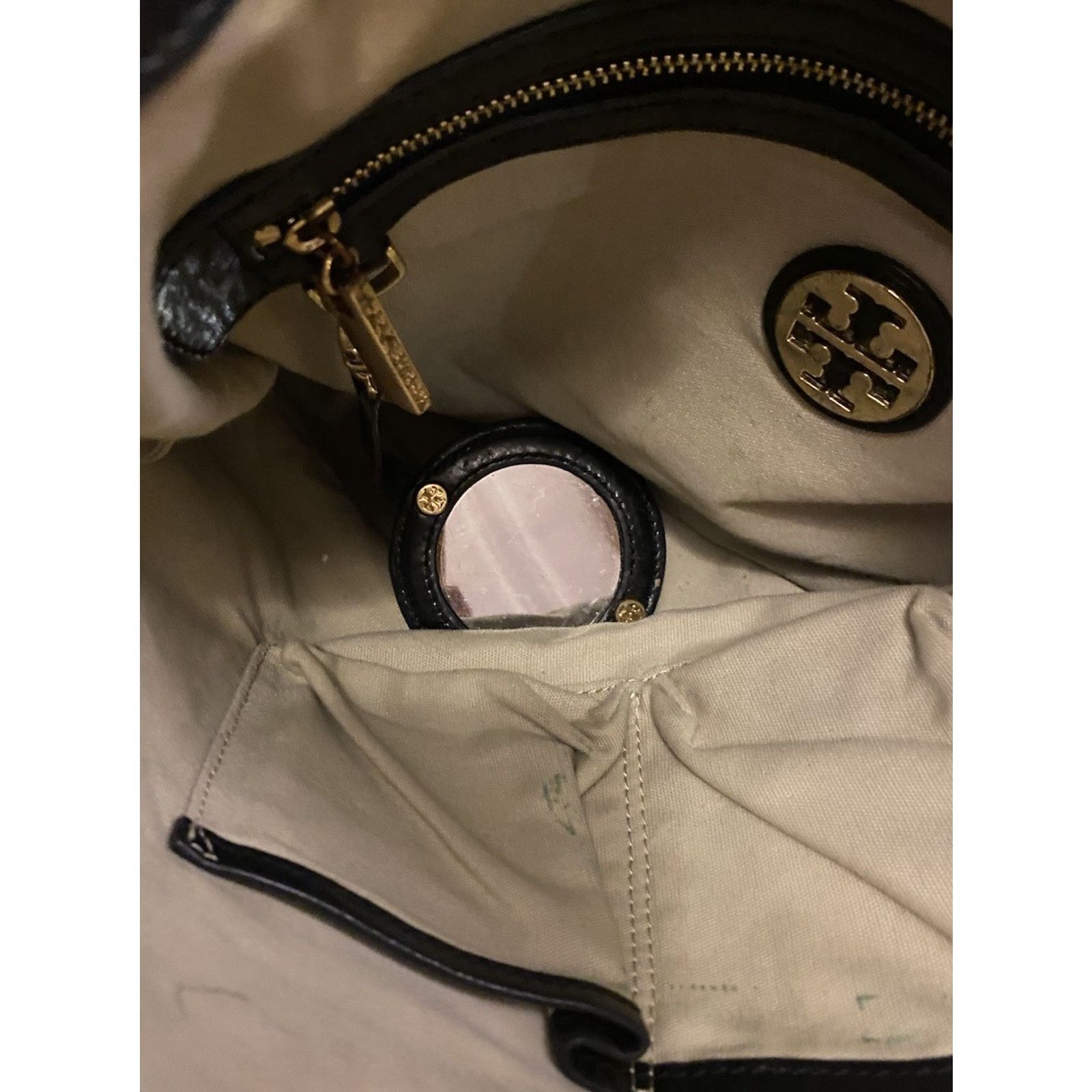 Tory Burch Tory Burch Pebbled Leather Tote Shoulder Handbag Black Bag Size ONE SIZE - 5 Thumbnail