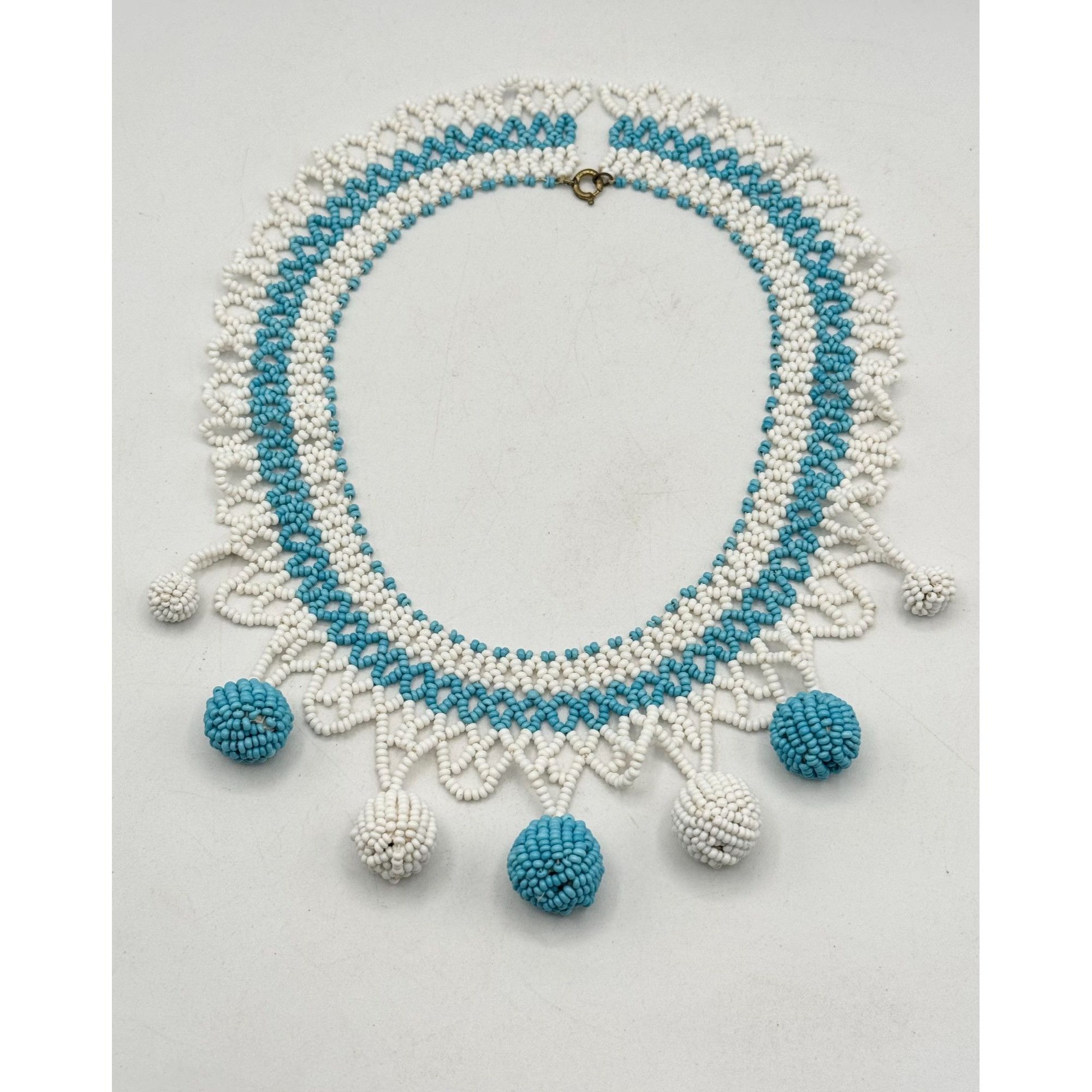 Vintage Vintage beaded blue & white collar necklace Size ONE SIZE - 2 Thumbnail