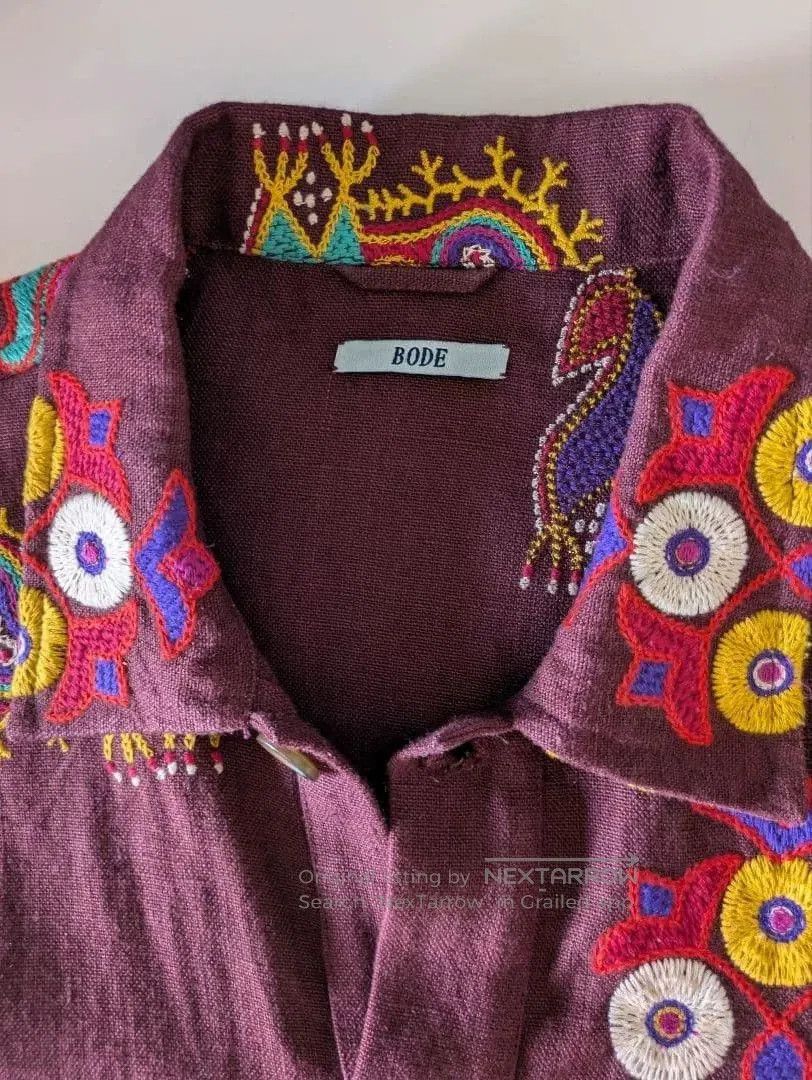 Bode BODE Peacock Embroidery Linen Pullover Shirt. Size M / US 6-8 / IT 42-44 - 9 Thumbnail