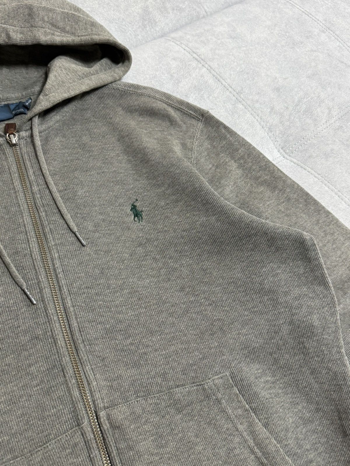 Polo Ralph Lauren Vintage POLO RALPH LAUREN GREEN PONY Gray Zip Hoodie S M Size US S / EU 44-46 / 1 - 6 Thumbnail