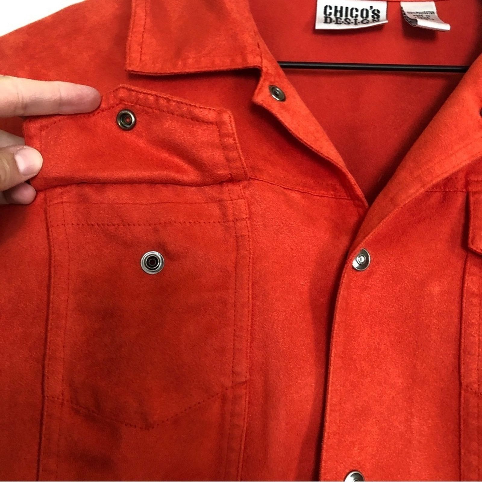 Chicos Chico's Red Butto Long Sleeve Western Shirt Shacket Jacket Size M / US 6-8 / IT 42-44 - 3 Thumbnail