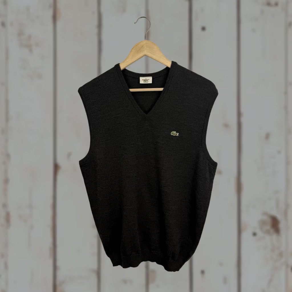 Lacoste VINTAGE Lacoste Wool Vest Sweater Men's 90s Made in France Gray M/L Vest Wool Sweater Men 90s France Vintage Size US L / EU 52-54 / 3 - 1 Thumbnail