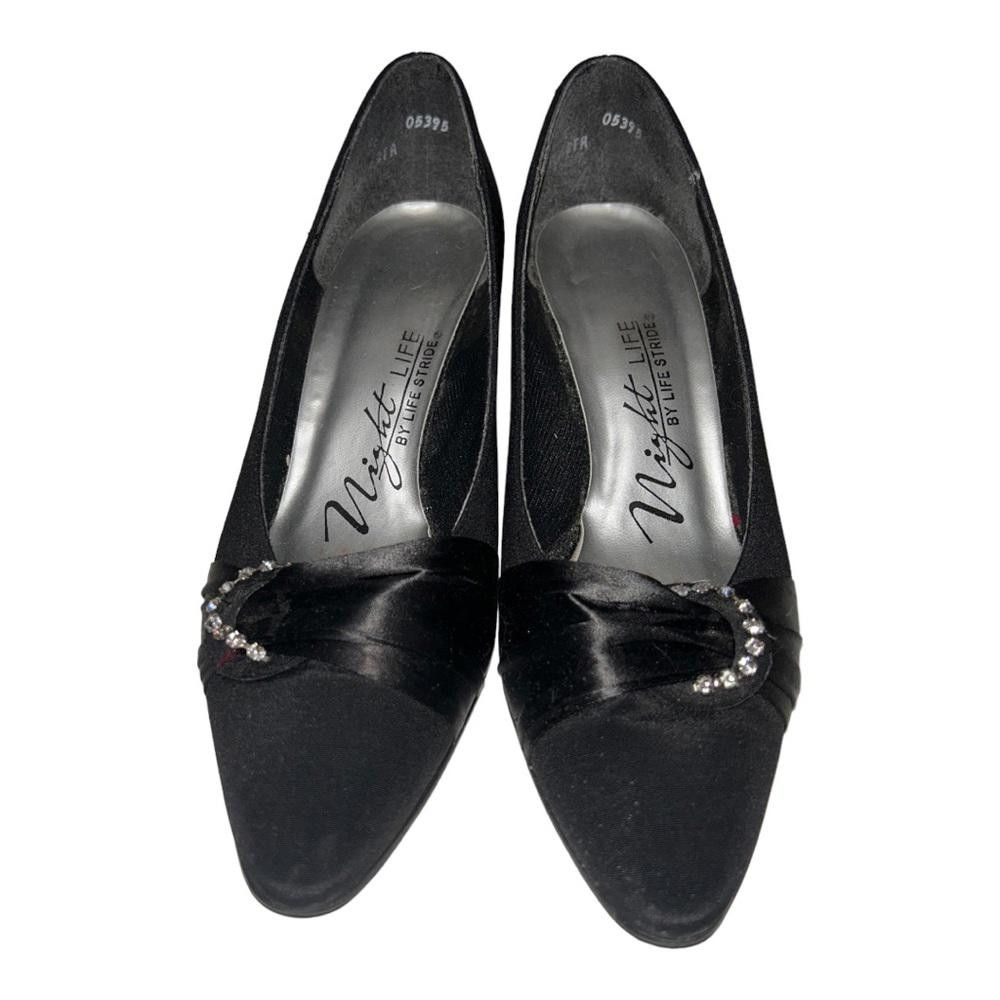 Designer Life Stride l Rhinestones Black Pointed Heels 6.5 Size US 6.5 / IT 36.5 - 2 Thumbnail