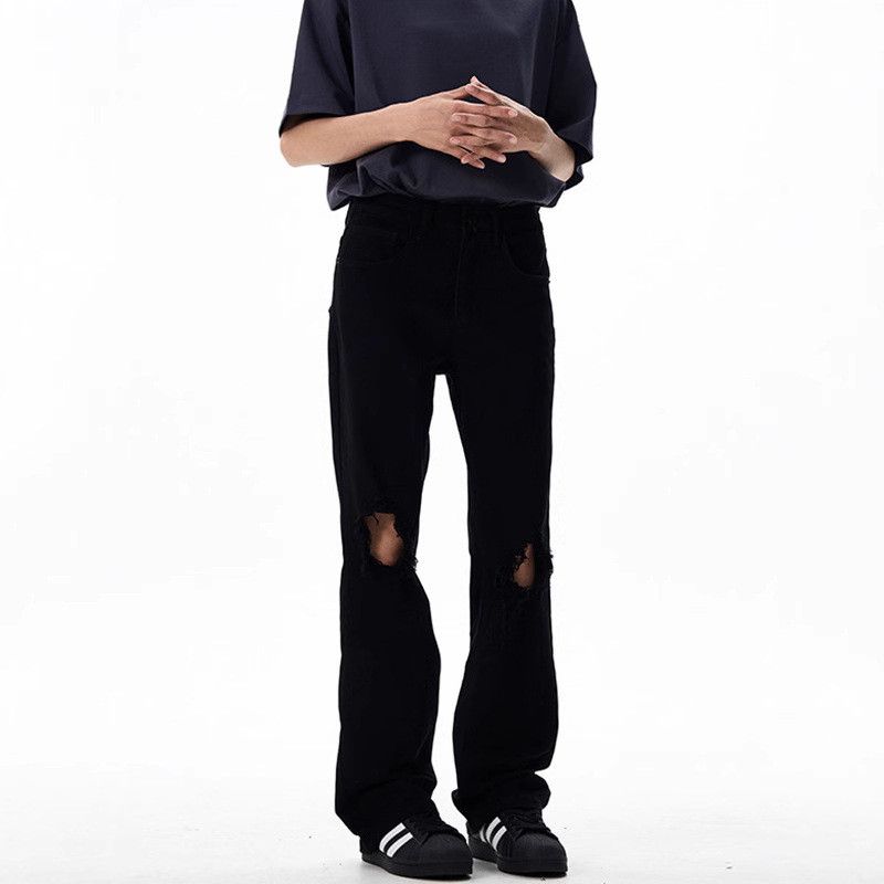 Jean American high street style black flared ripped jeans Size US 32 / EU 48 - 2 Thumbnail