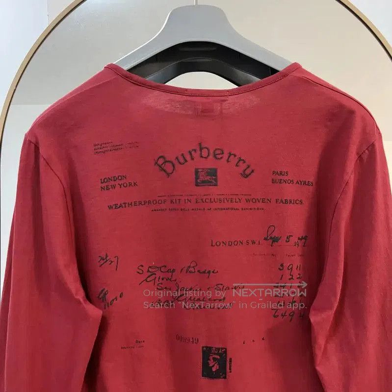 Burberry Burberry Red Cotton Long Sleeve T. Size US M / EU 48-50 / 2 - 7 Thumbnail