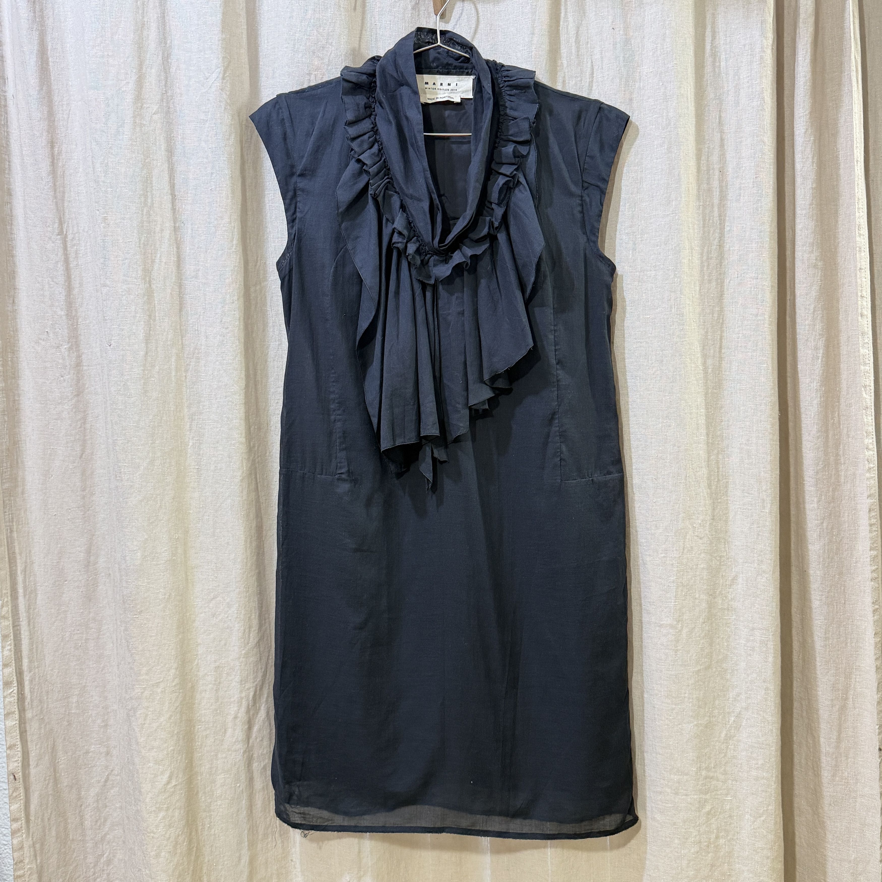 Marni 2010 Cap Sleeve Raw Edge Ruffle Collar Dress Size M / US 6-8 / IT 42-44 - 1 Thumbnail