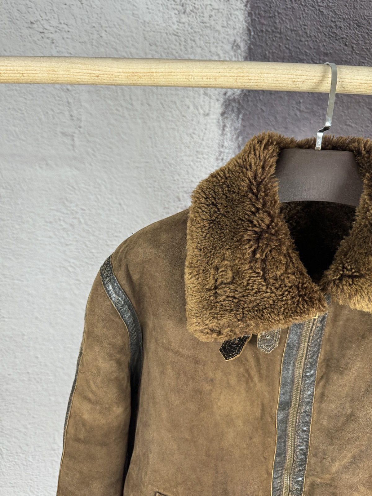 Vintage 90s y2k type b-3 leather shearling brown jacket