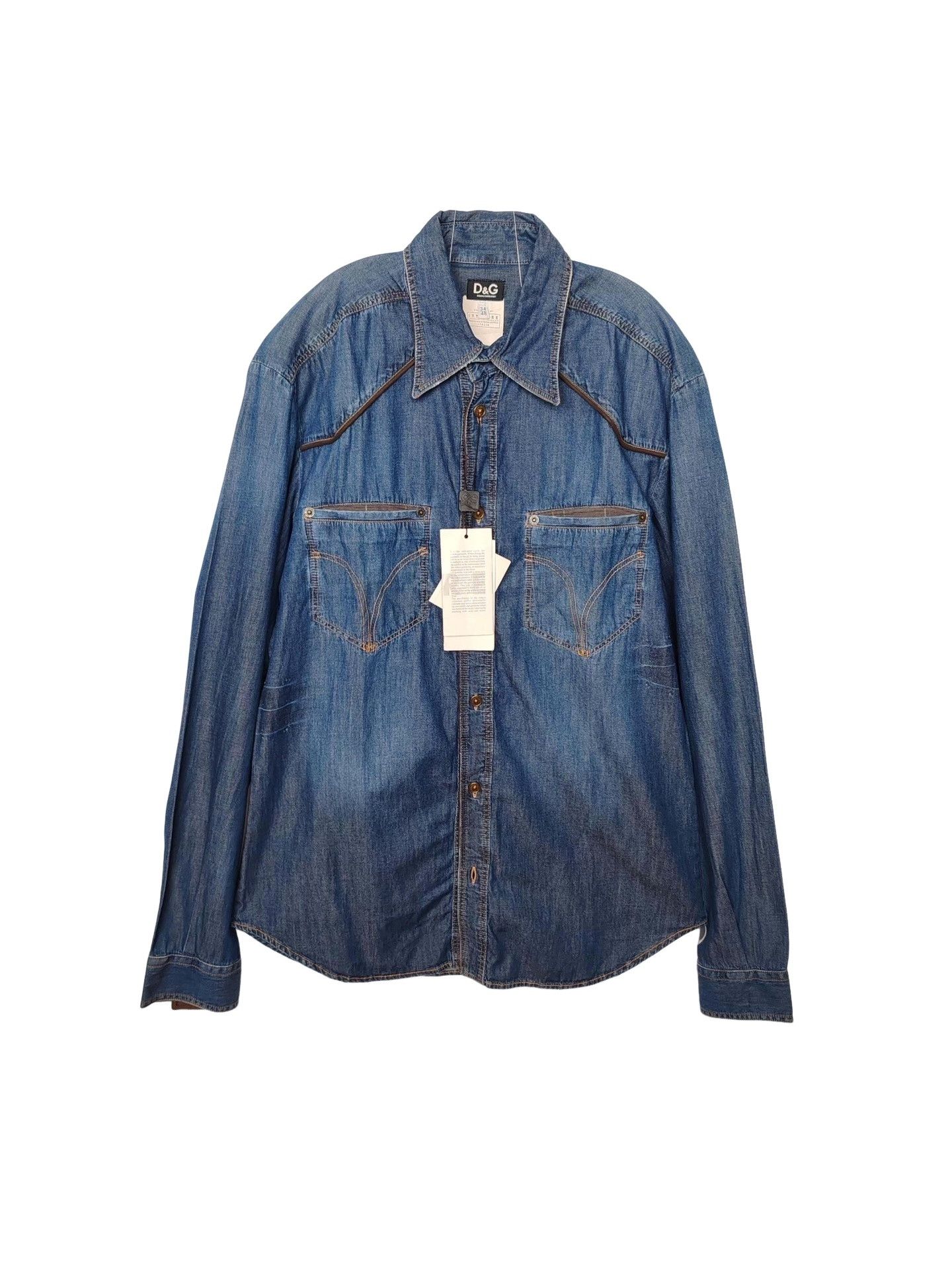 Dolce & Gabbana D&G Logo Patch Denim Shirt Size M Size US M / EU 48-50 / 2 - 1 Thumbnail
