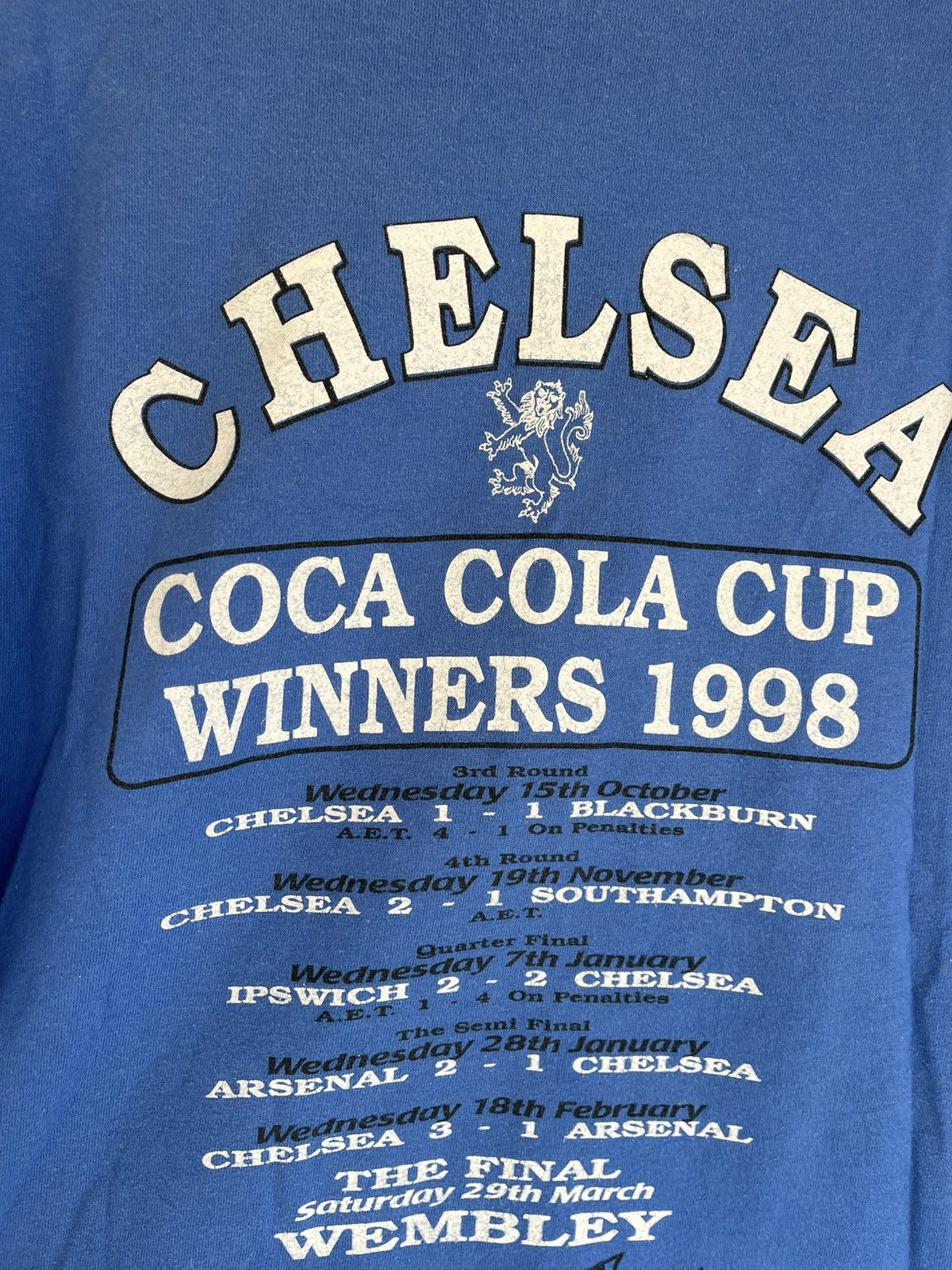 Chelsea Soccer 1998 Chelsea Vintage Coca Cola Cup Winners t-shirt rare Size US XL / EU 56 / 4 - 10 Thumbnail