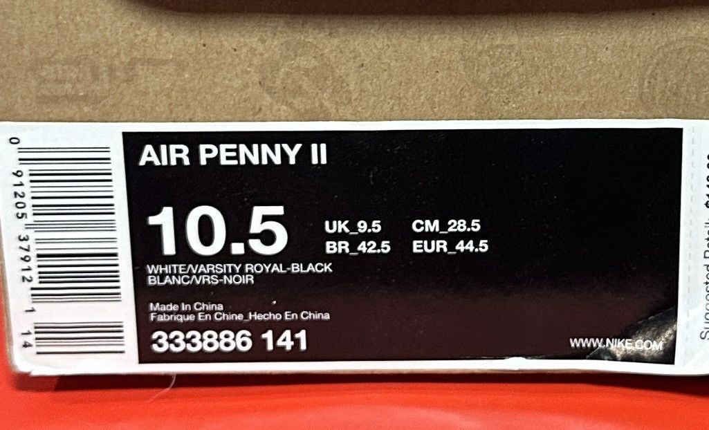 Nike Size 10.5 - Nike Air Penny 2 White Varsity Royal Size US 10.5 / EU 43-44 - 8 Thumbnail