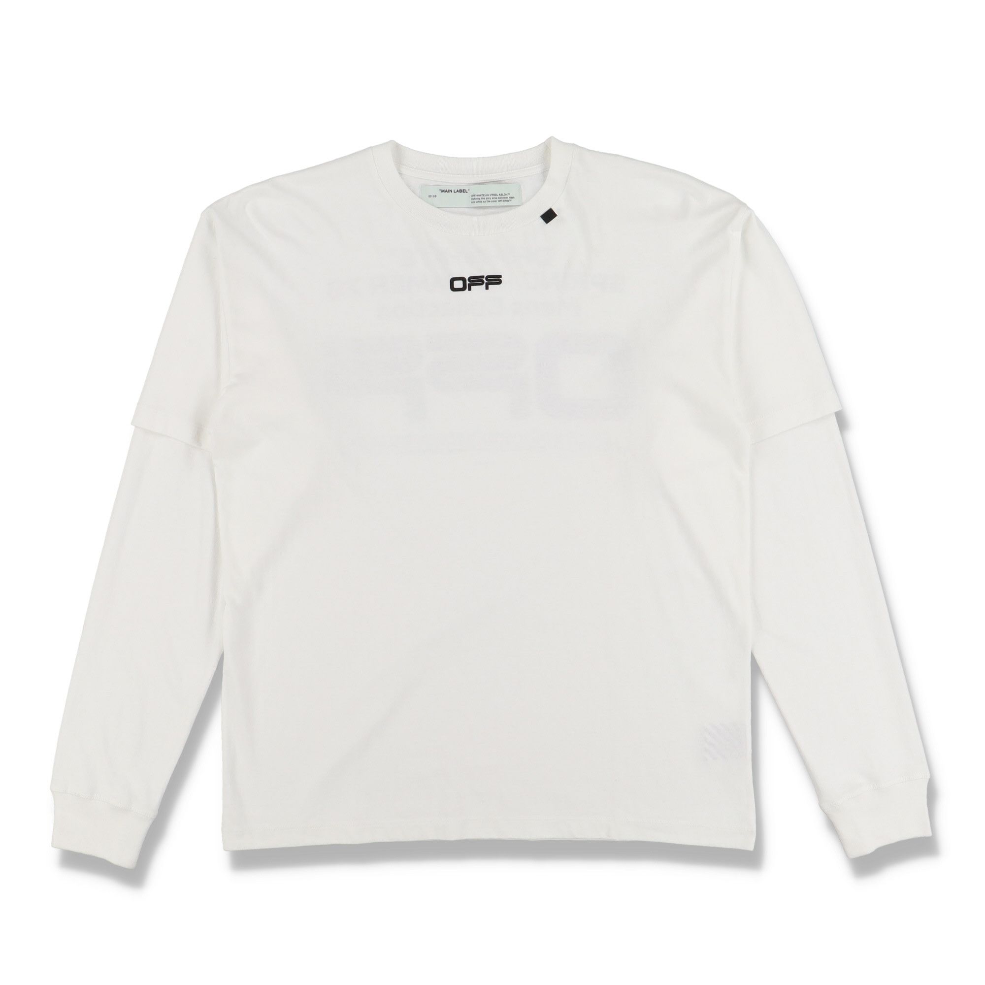 Off-White White Wavy Line Logo Oversized Double Layer T-Shirt Size US M / EU 48-50 / 2 - 5 Thumbnail