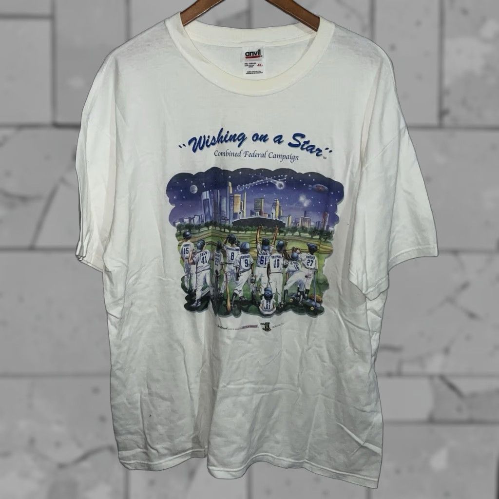 Anvil VTG Anvil Baseball T-Shirt Men's XL White USA Graphic Tee 2001 Modern Fit Boy/Girl? Size US XL / EU 56 / 4 - 1 Thumbnail