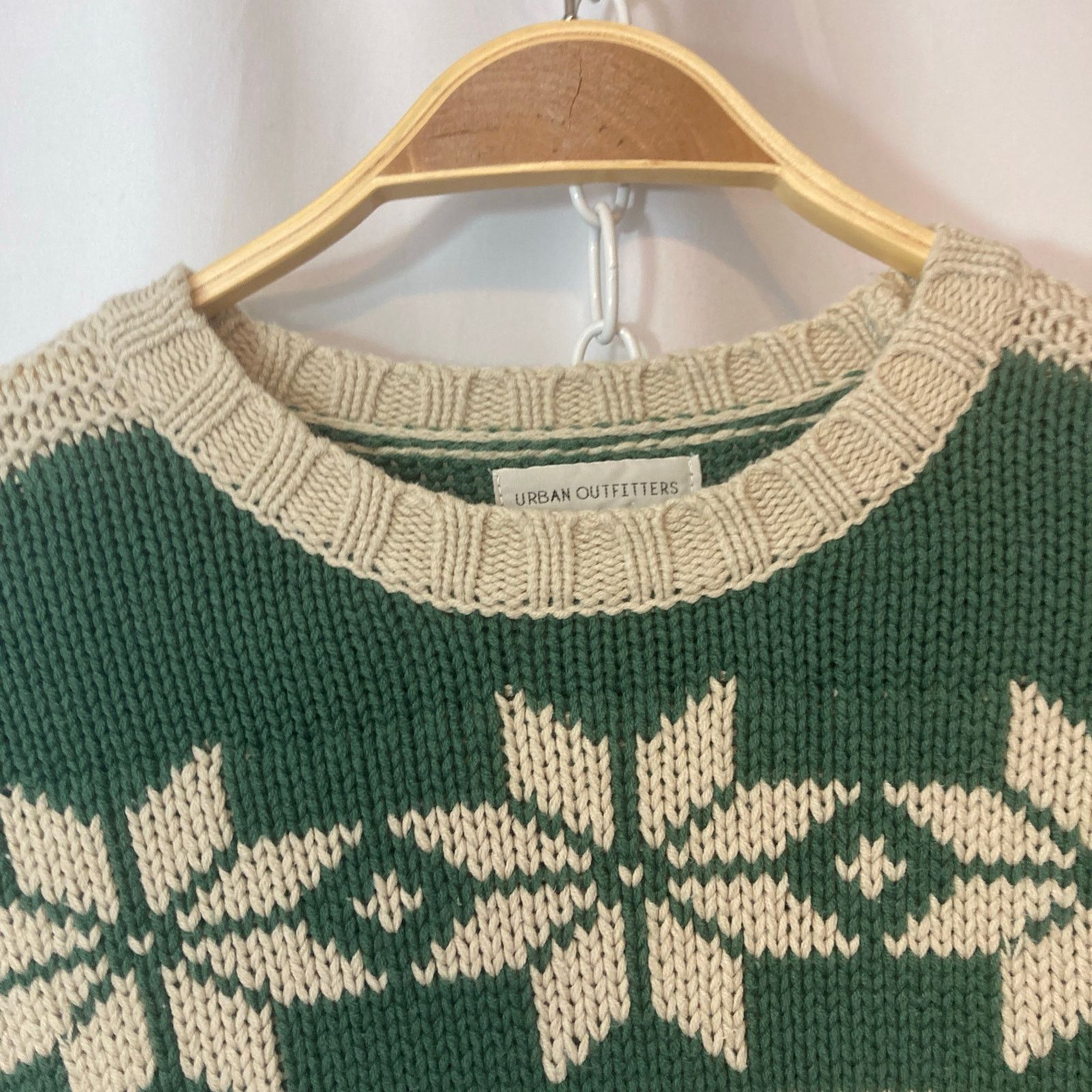 Urban Outfitters Urban Outfitters Knit Fair Isle Green White Holiday Sweater Size XS / US 0-2 / IT 36-38 - 5 Thumbnail