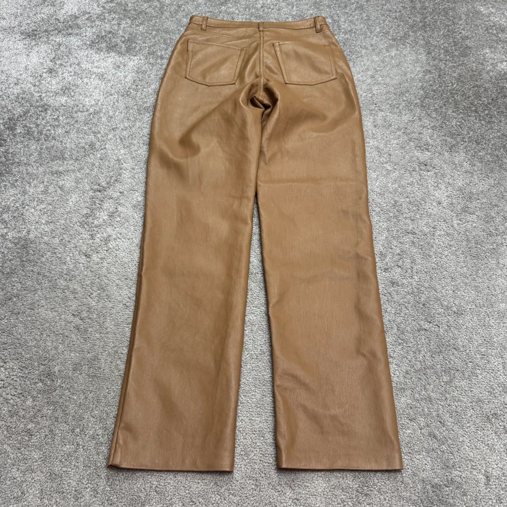 Vintage Wilfred Melina Faux Leather Straight Leg Trouser Pants Womens 4 Brown Size 27" / US 4 / IT 40 - 2 Thumbnail