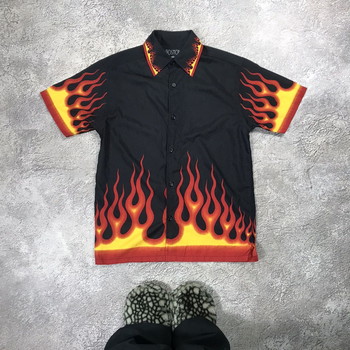 Vintage Vintage 90s Flame Graphic Button Up Shirt Streetwear Boxy XS Size US XS / EU 42 / 0 - 1 Thumbnail