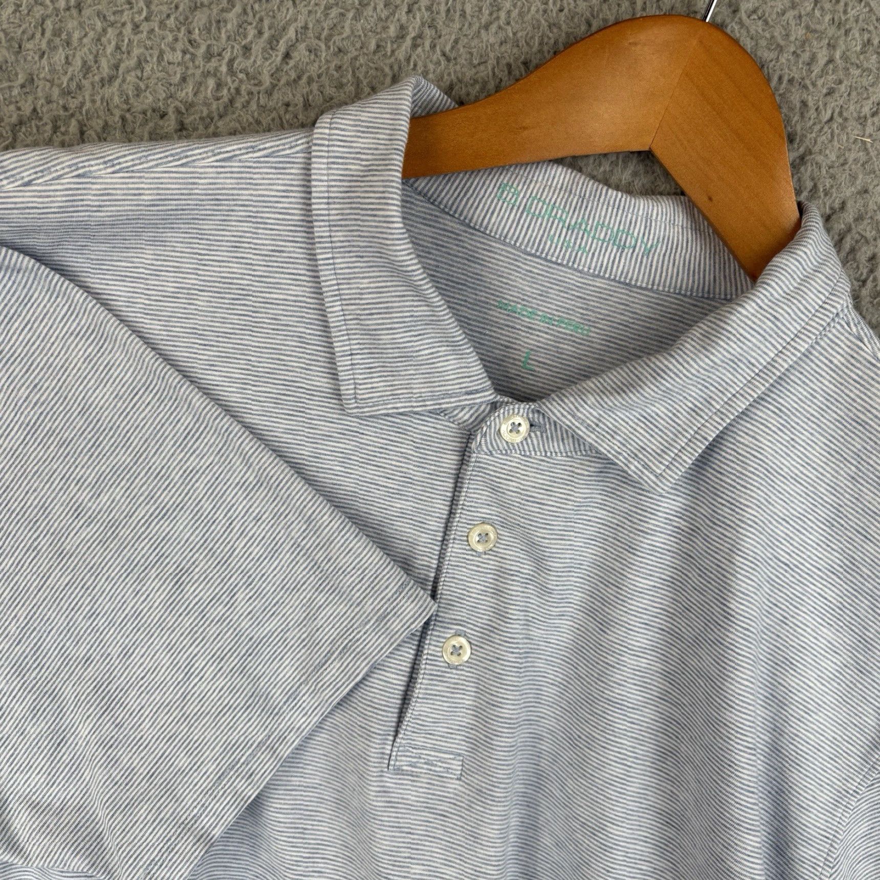 Vintage B Draddy Polo Shirt Mens L Blue Stripe Performance Stretch USA Flag Logo Shirt Polo Size US L / EU 52-54 / 3 - 3 Thumbnail
