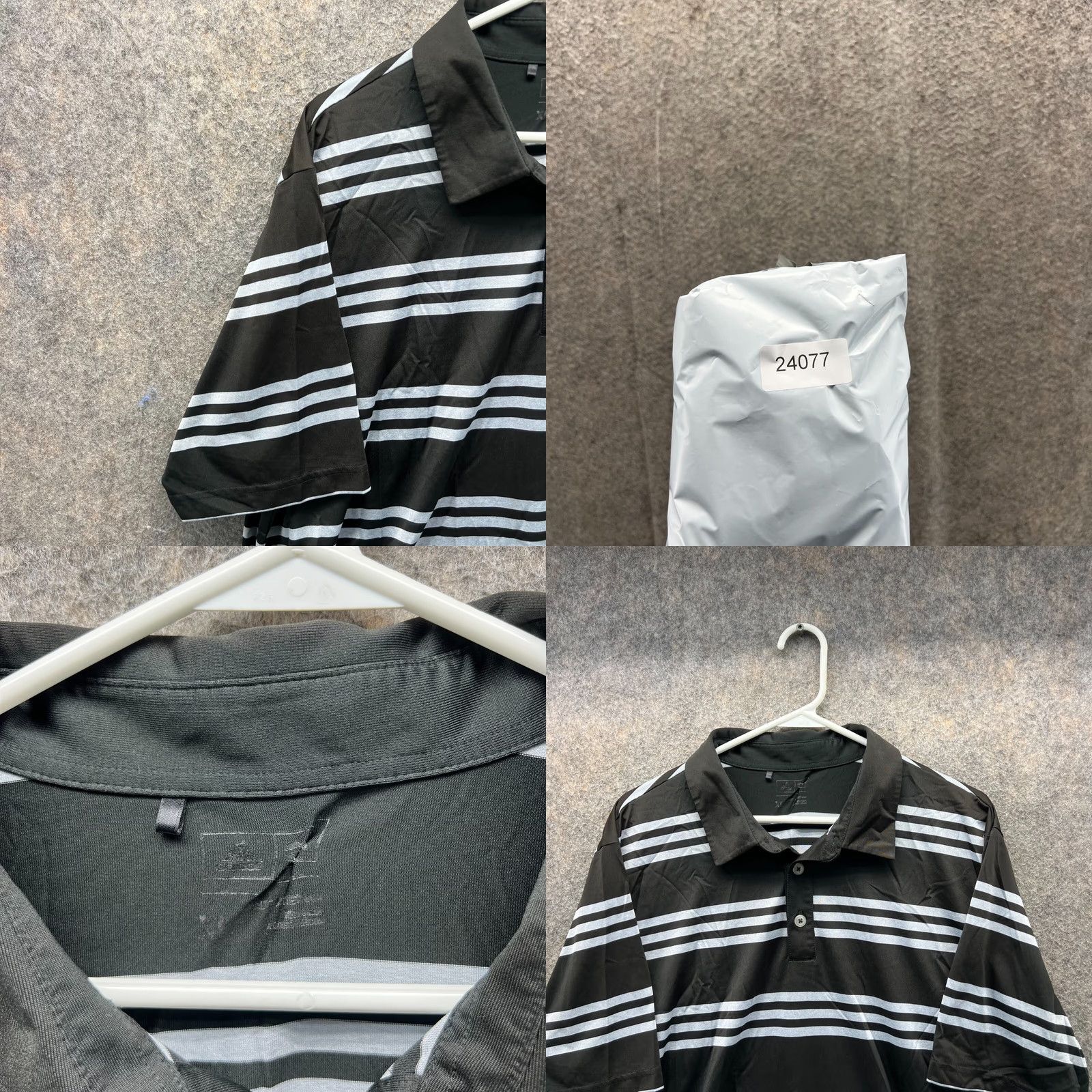 Adidas Adidas Polo Shirt Men XL Black Blue Striped Athletic Polyester Golf Vtg Polo Shirt Mens XL Black Striped Adidas Golf Vintage Shrt Size US XL / EU 56 / 4 - 8 Thumbnail
