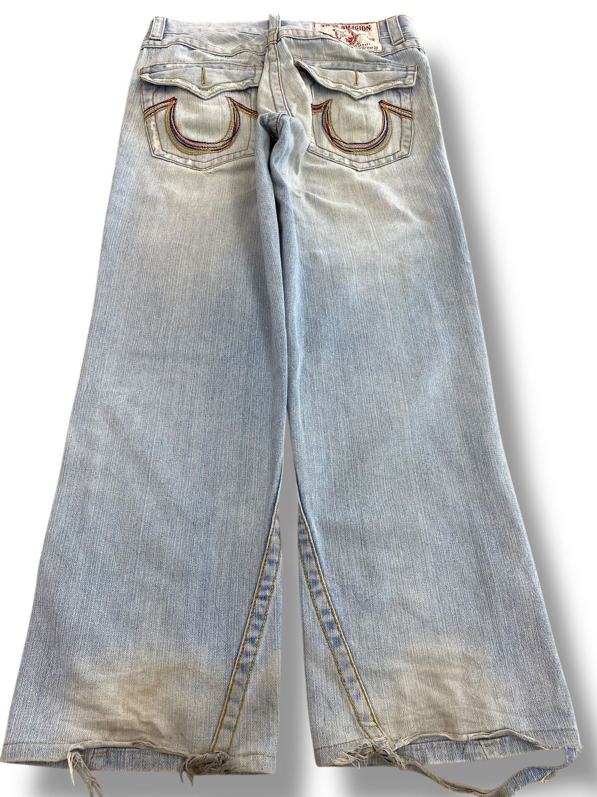 True Religion True Religion Acid Blue Wash Ripped Style Baggy Jeans Size US 31 - 3 Thumbnail