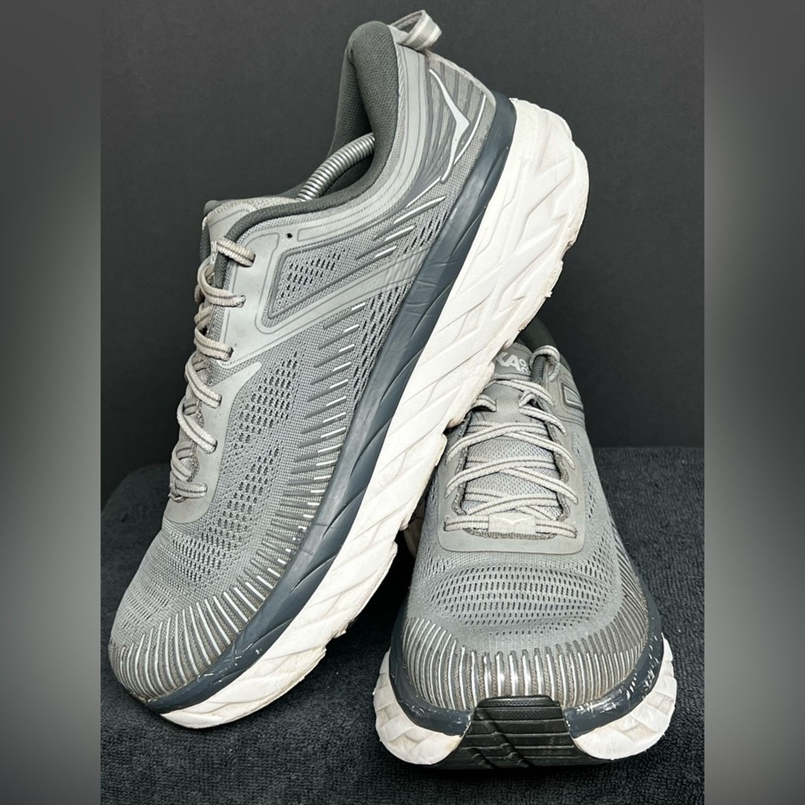 Hoka Hoka One One Bondi 7 Wild Dove Dark Gray Shoes Men’s SZ 12 Size US 12 / EU 45 - 3 Thumbnail