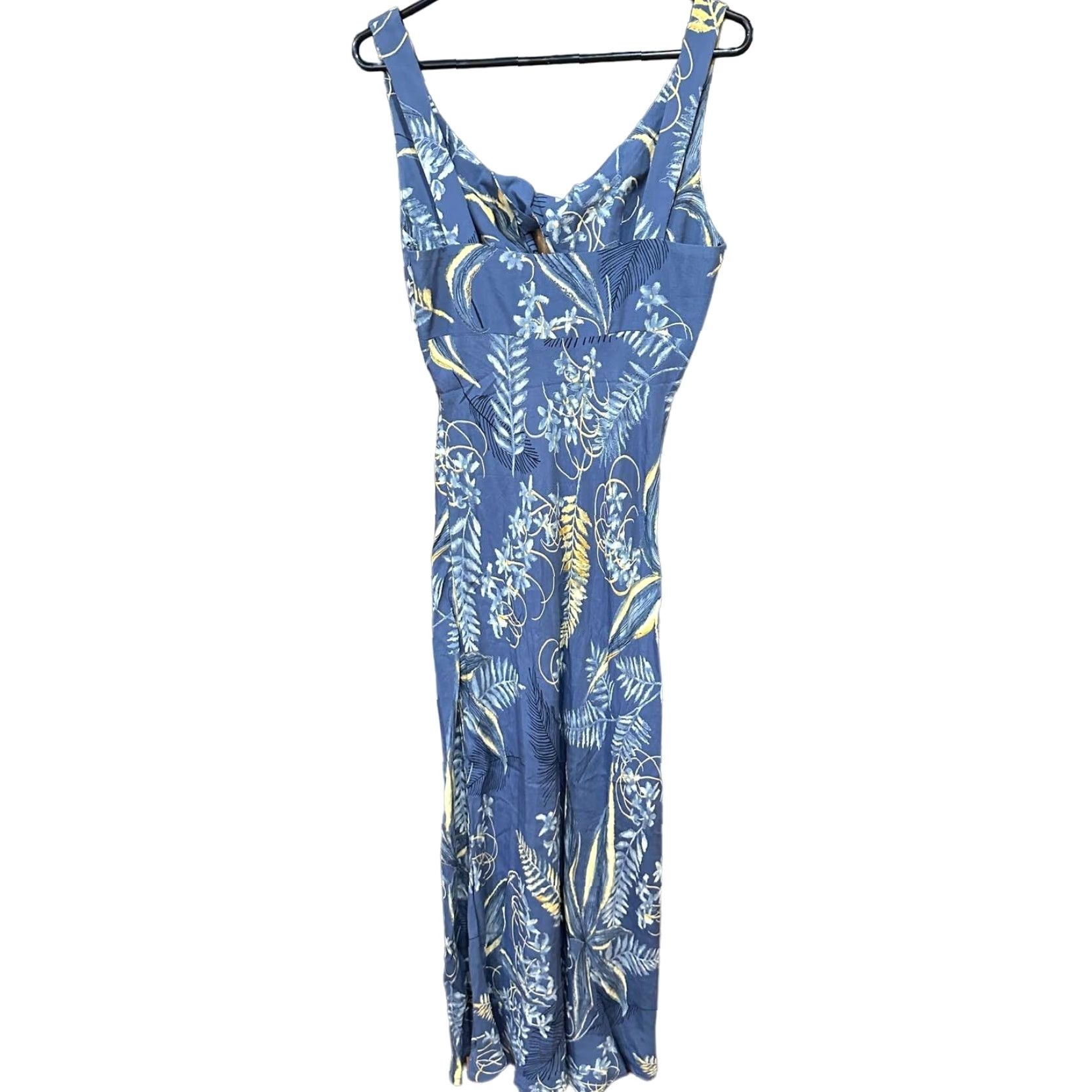 Vintage VINTAGE Trilogy Midi Dress Women 6 Gray Yellow Floral A-Line Sleeveless V-Neck Party Casual Business Seasonal Spring Summer Fall Winter Womens Size M / US 6-8 / IT 42-44 - 3 Thumbnail