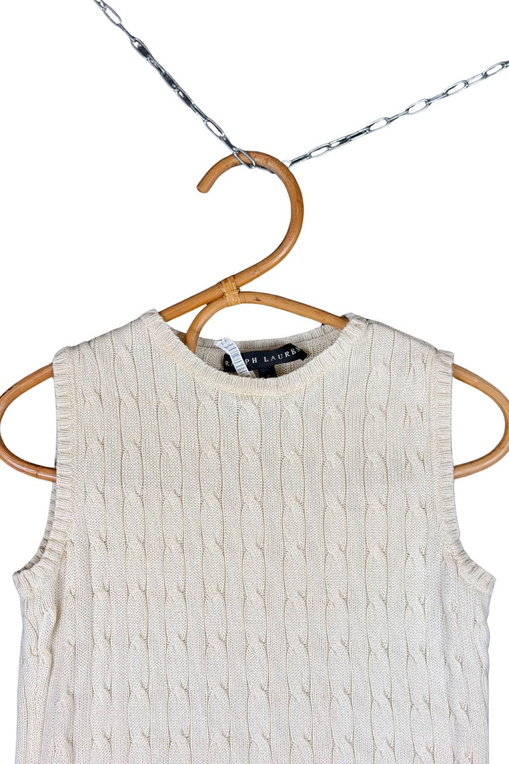 Polo Ralph Lauren Ralph Lauren 100% Silk Cable Knit Vest Cream white Size S Size US S / EU 44-46 / 1 - 4 Thumbnail